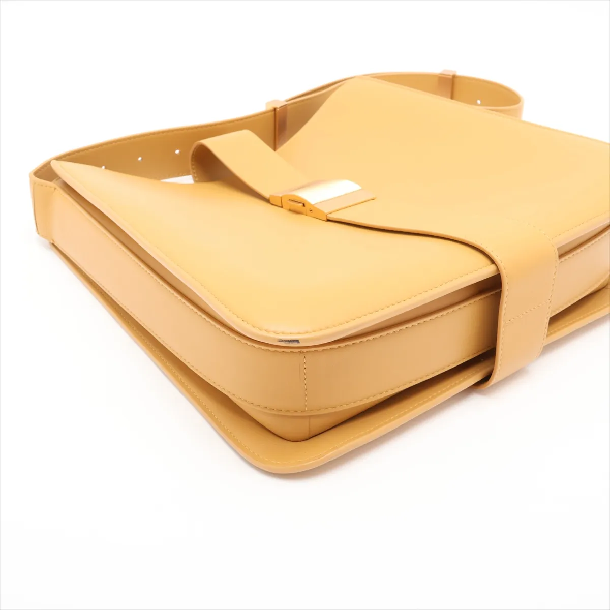 Marie Leather Shoulder Bag, Yellow — view 4