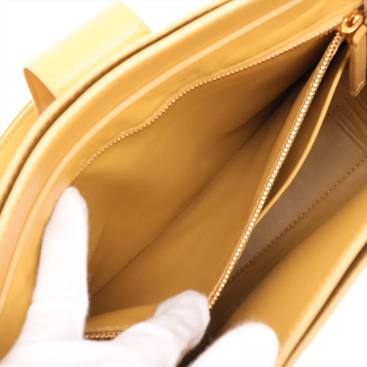 Marie Leather Shoulder Bag, Yellow — view 8