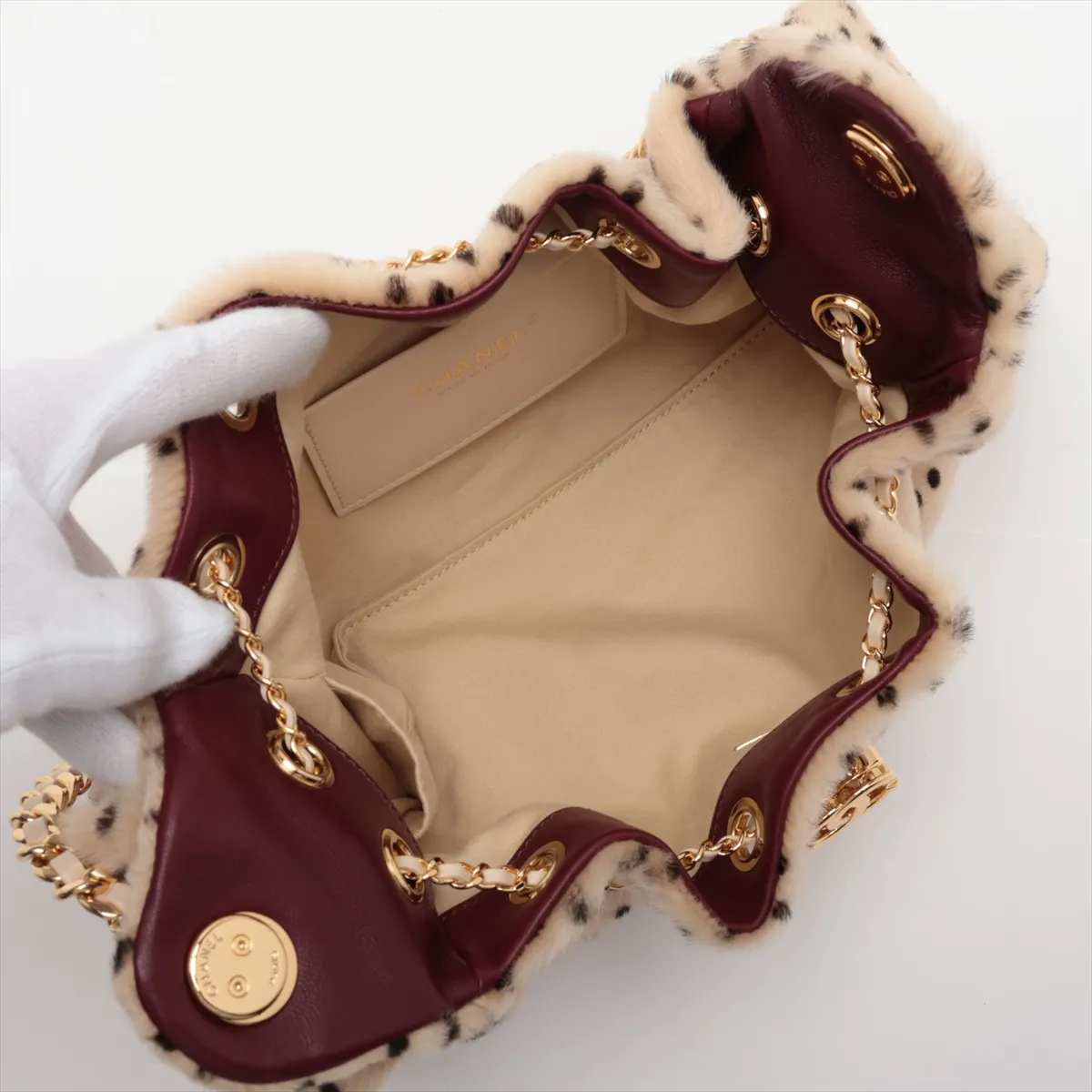 [Individually packaged] Chanel 25 Mini Calf Hair Shoulder Bag, Beige, Gold Hardware, CXHPH1HC, Random Plate, AS5631 — view 7