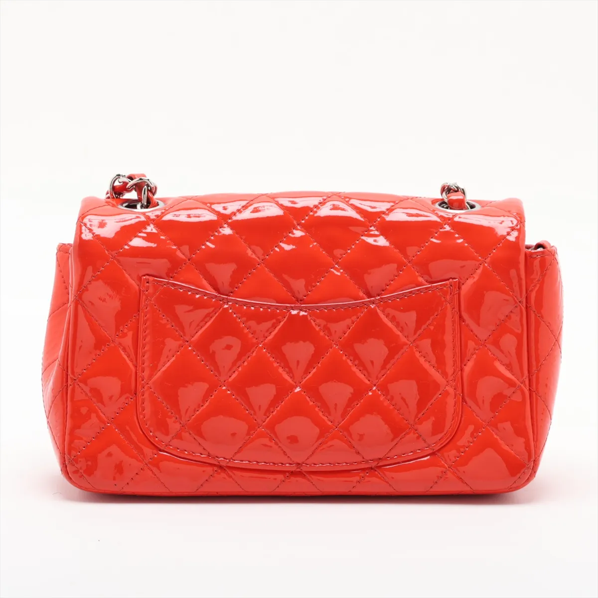 Mini Matelassé 20 Patent Leather Single Flap Single Chain Bag, Orange, Silver Hardware, 23491977, Serial Number 23-series, A69900 — view 2