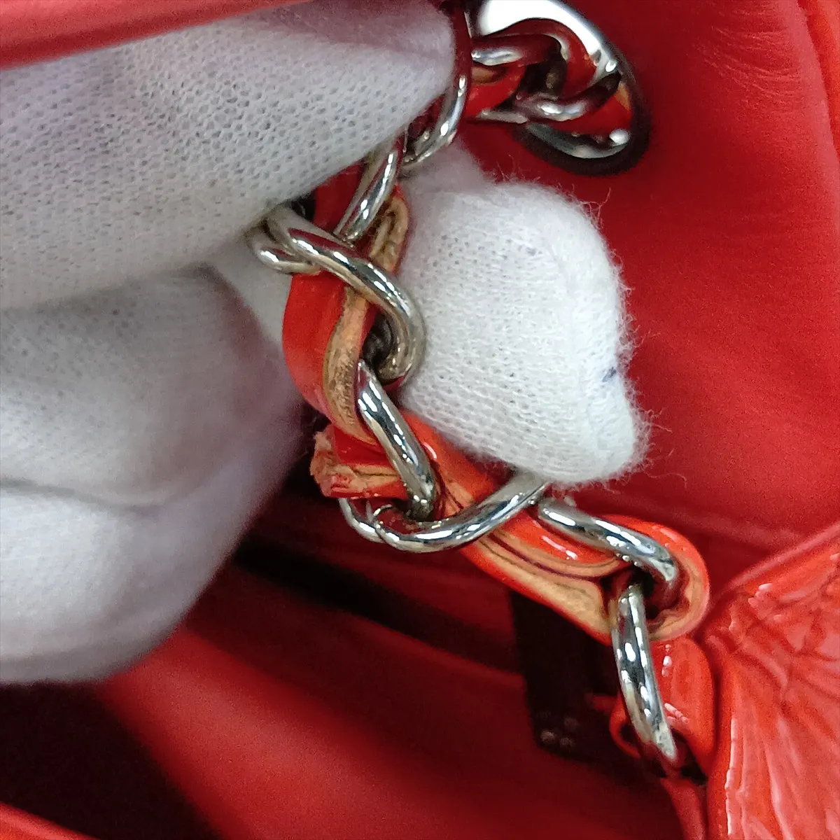 Mini Matelassé 20 Patent Leather Single Flap Single Chain Bag, Orange, Silver Hardware, 23491977, Serial Number 23-series, A69900 — view 15