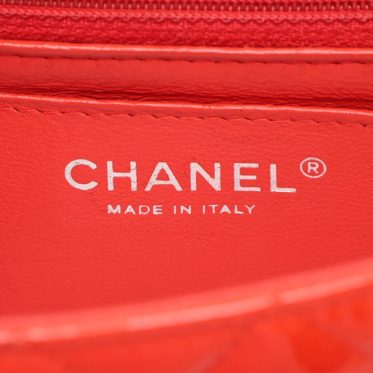 Mini Matelassé 20 Patent Leather Single Flap Single Chain Bag, Orange, Silver Hardware, 23491977, Serial Number 23-series, A69900 — view 10