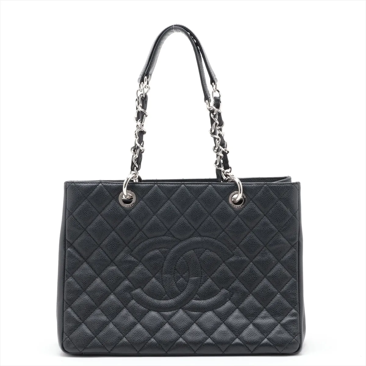 GST Caviar Skin Chain Tote Bag, Black with Silver Hardware, 17718926, Serial Number 17, A50995