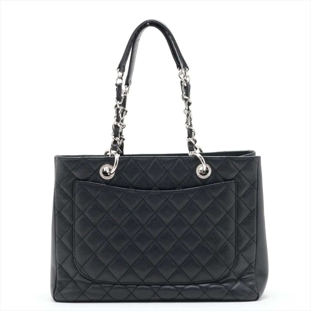 GST Caviar Skin Chain Tote Bag, Black with Silver Hardware, 17718926, Serial Number 17, A50995 — view 2