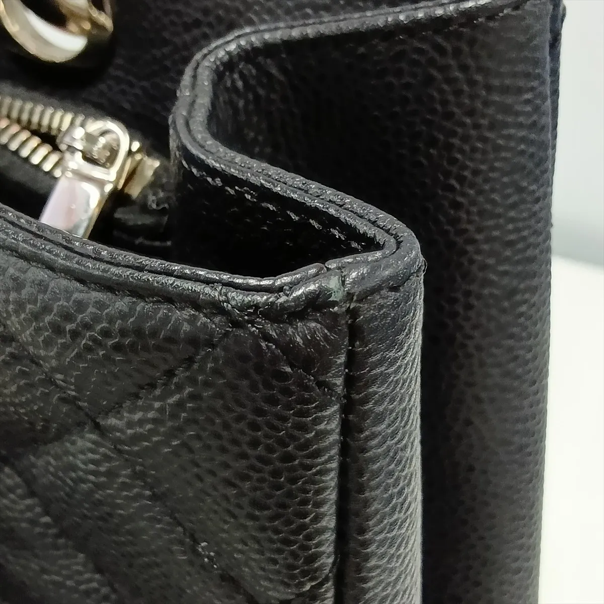 GST Caviar Skin Chain Tote Bag, Black with Silver Hardware, 17718926, Serial Number 17, A50995 — view 15