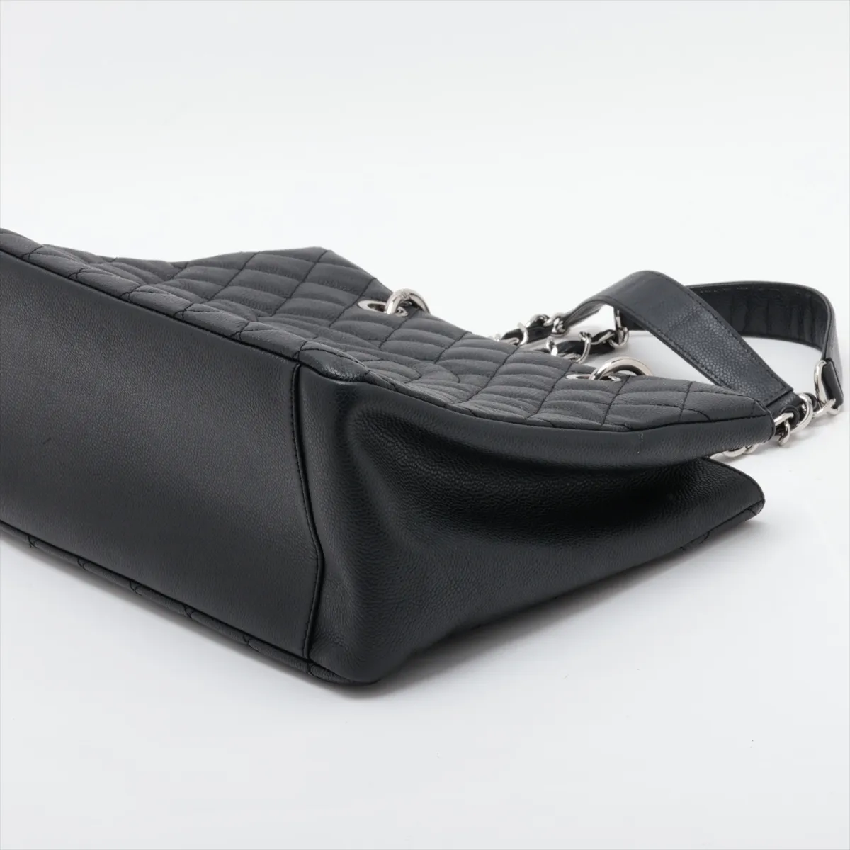 GST Caviar Skin Chain Tote Bag, Black with Silver Hardware, 17718926, Serial Number 17, A50995 — view 3