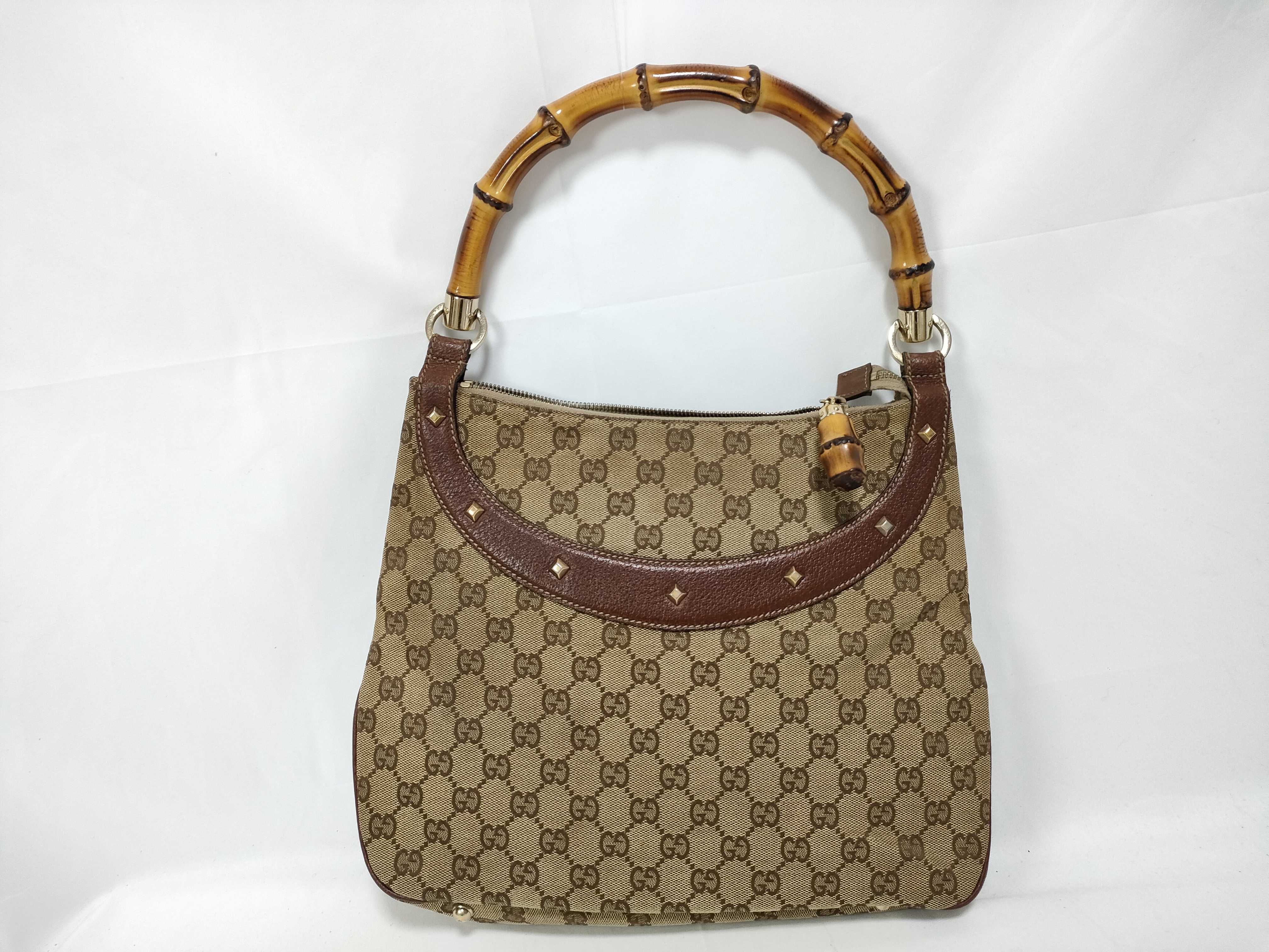 Bamboo Brown Canvas Vintage Bamboo Shoulder Strap Waist Bag Handbag