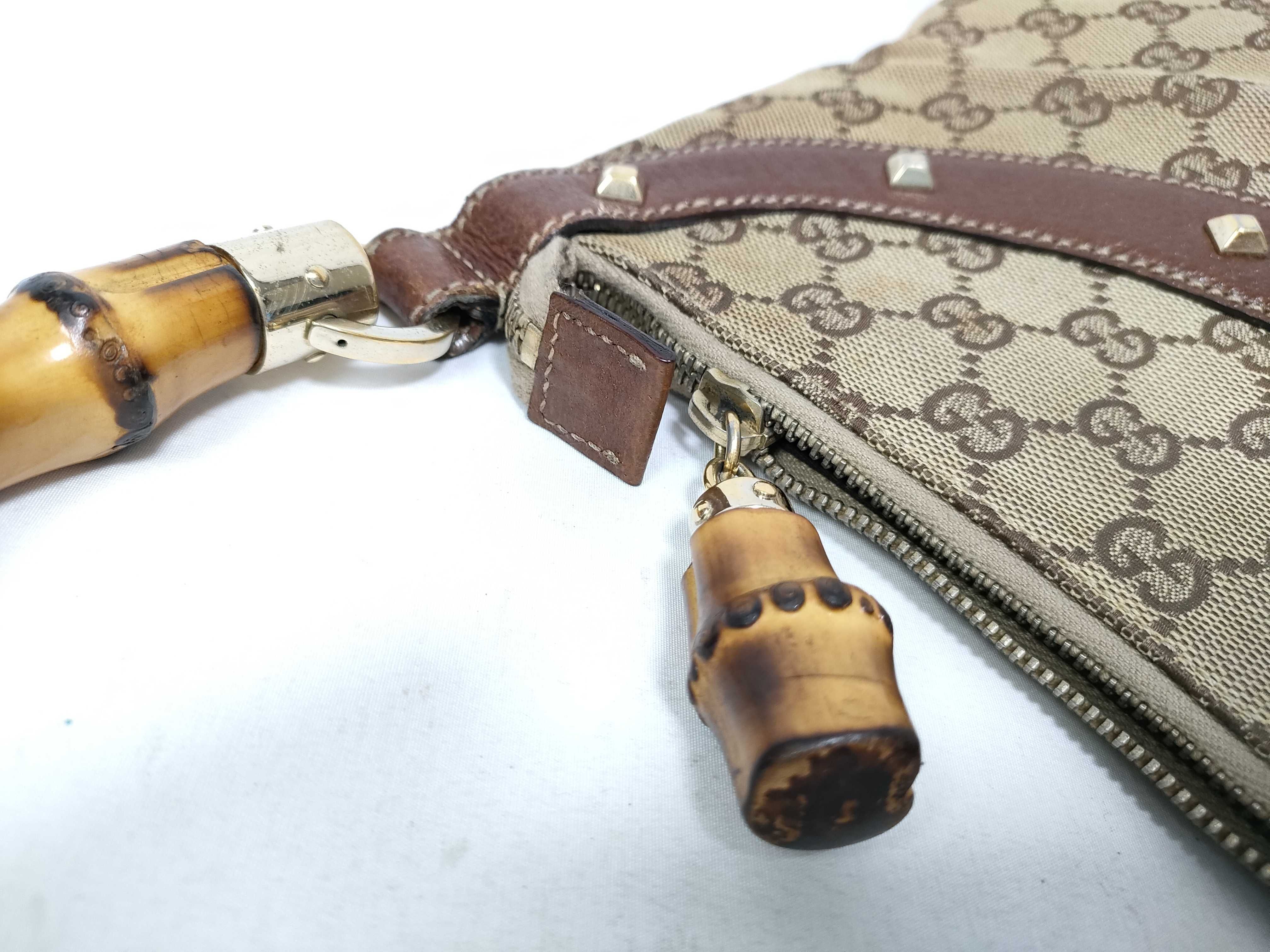 Bamboo Brown Canvas Vintage Bamboo Shoulder Strap Waist Bag Handbag — view 13
