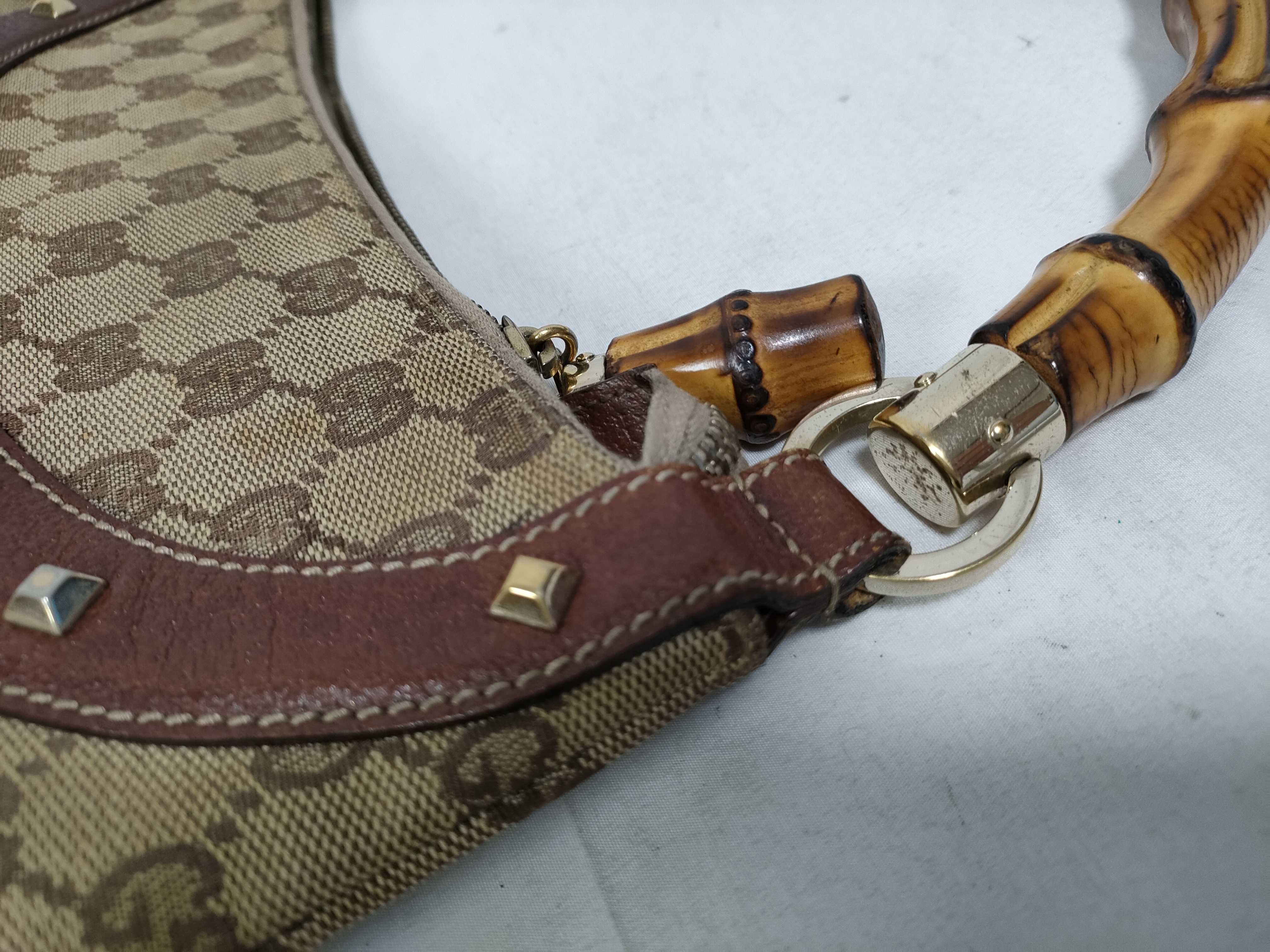 Bamboo Brown Canvas Vintage Bamboo Shoulder Strap Waist Bag Handbag — view 7