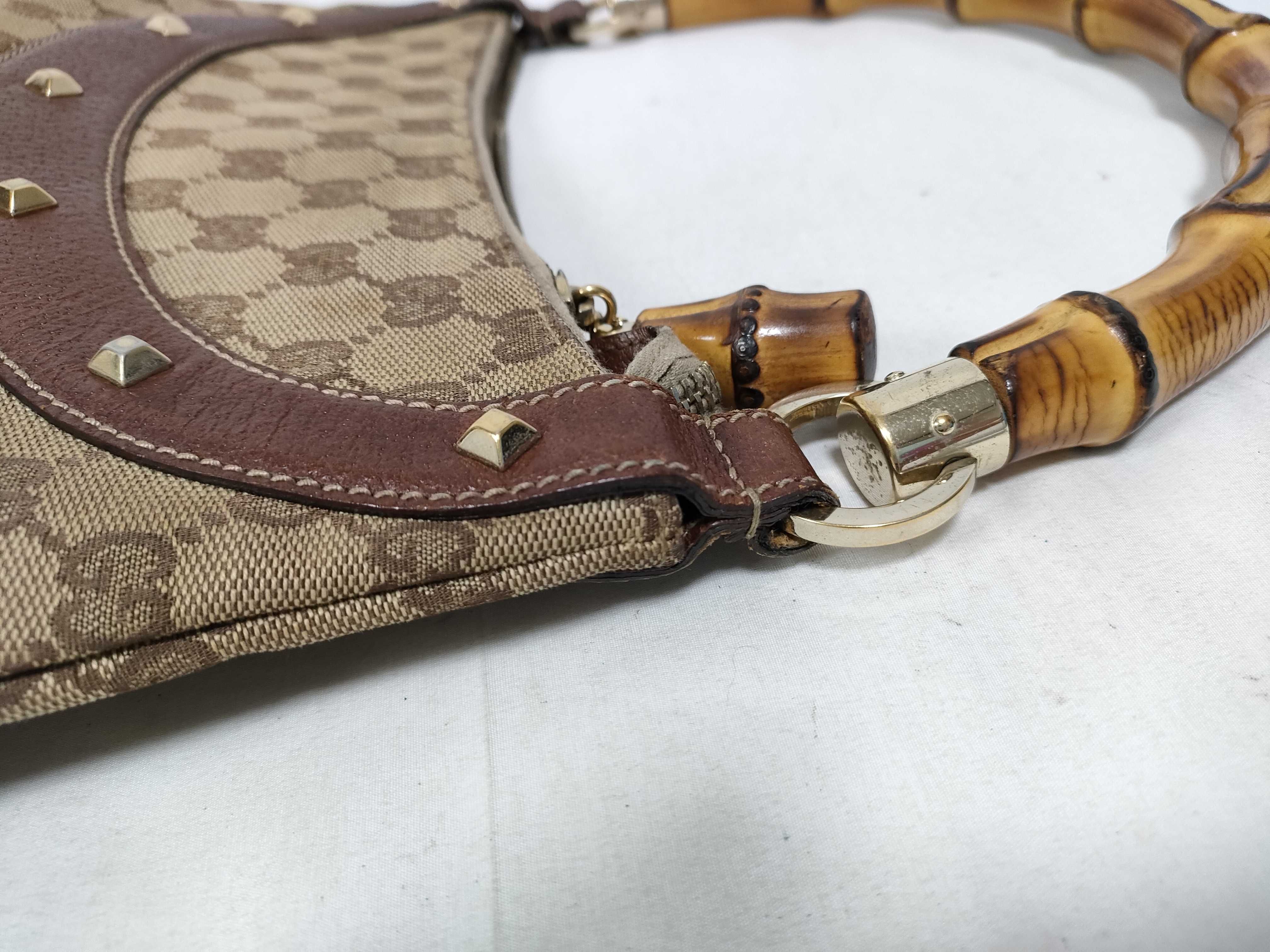Bamboo Brown Canvas Vintage Bamboo Shoulder Strap Waist Bag Handbag — view 8