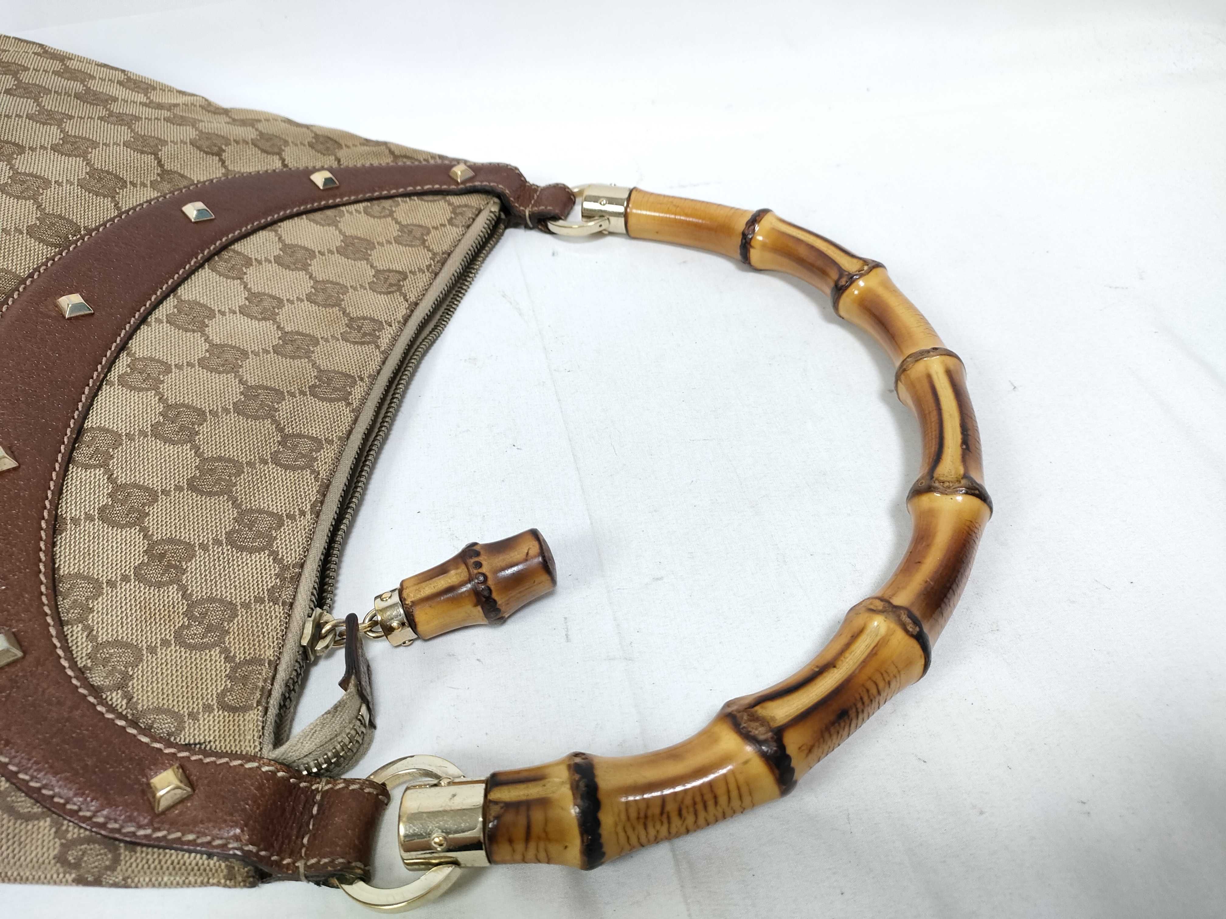 Bamboo Brown Canvas Vintage Bamboo Shoulder Strap Waist Bag Handbag — view 10