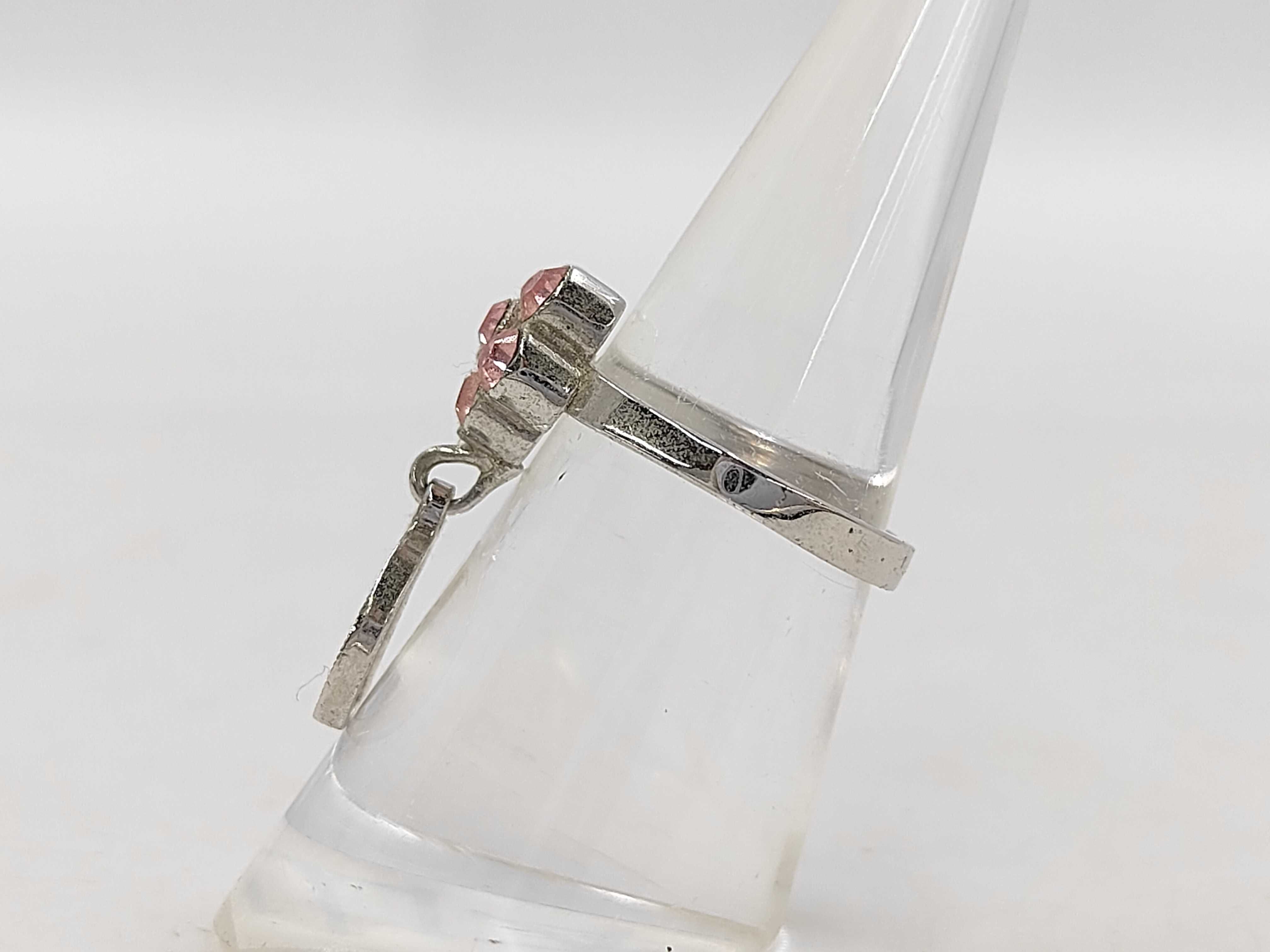 Flower Rhinestone Silver x Pink RG Ring — view 2