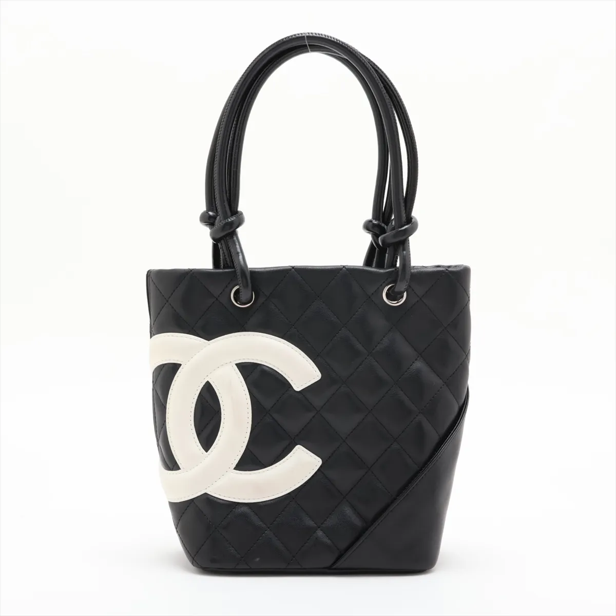 Cambon Line Lambskin Tote Bag, Black, Silver Hardware, 9088885 (Serial Number 9)