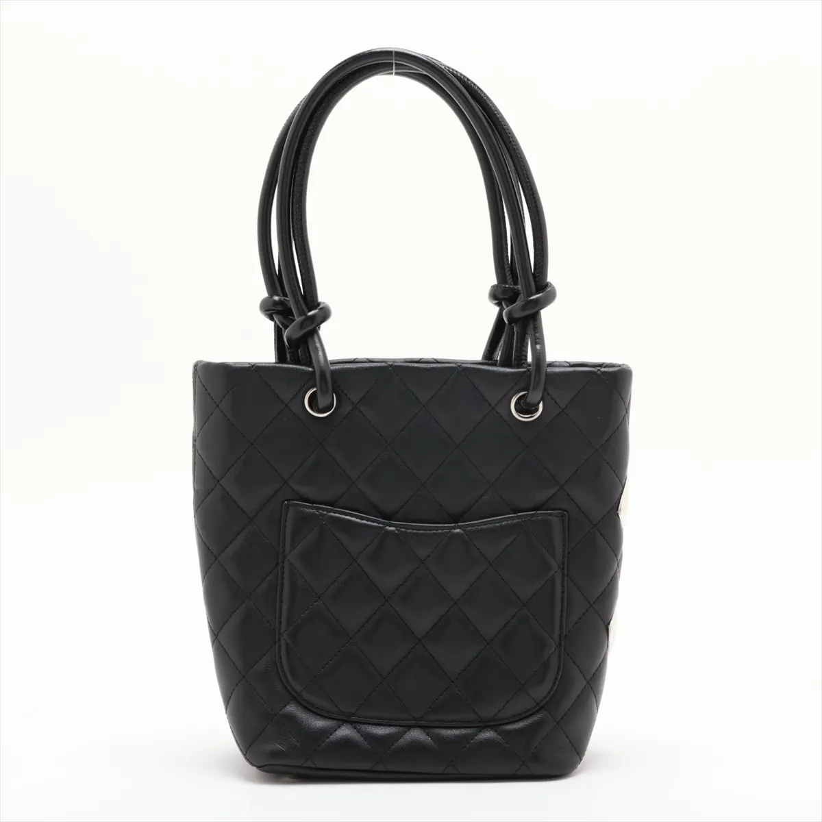 Cambon Line Lambskin Tote Bag, Black, Silver Hardware, 9088885 (Serial Number 9) — view 2