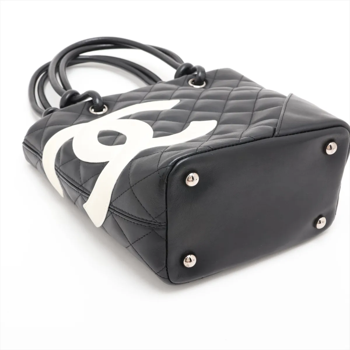 Cambon Line Lambskin Tote Bag, Black, Silver Hardware, 9088885 (Serial Number 9) — view 4