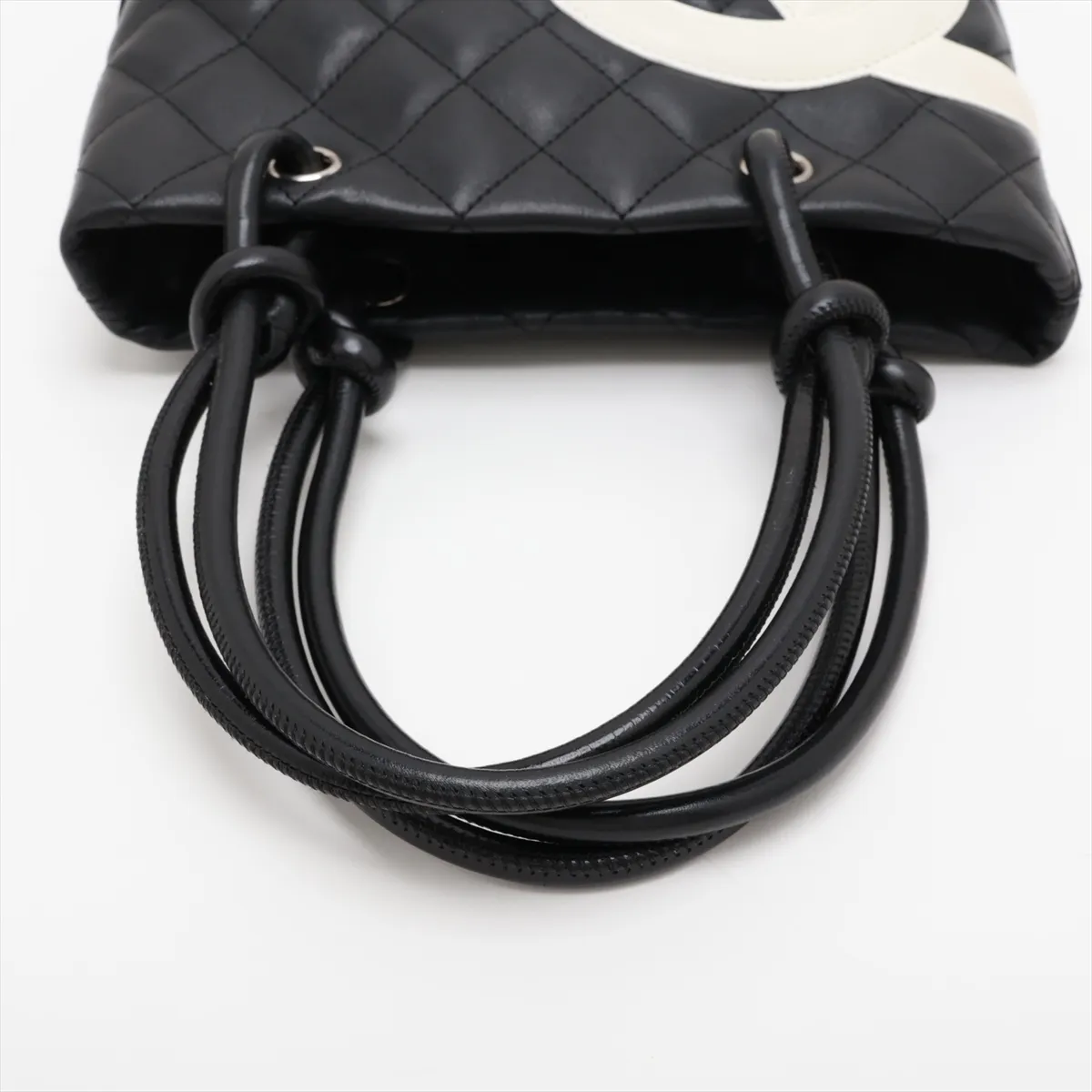 Cambon Line Lambskin Tote Bag, Black, Silver Hardware, 9088885 (Serial Number 9) — view 5