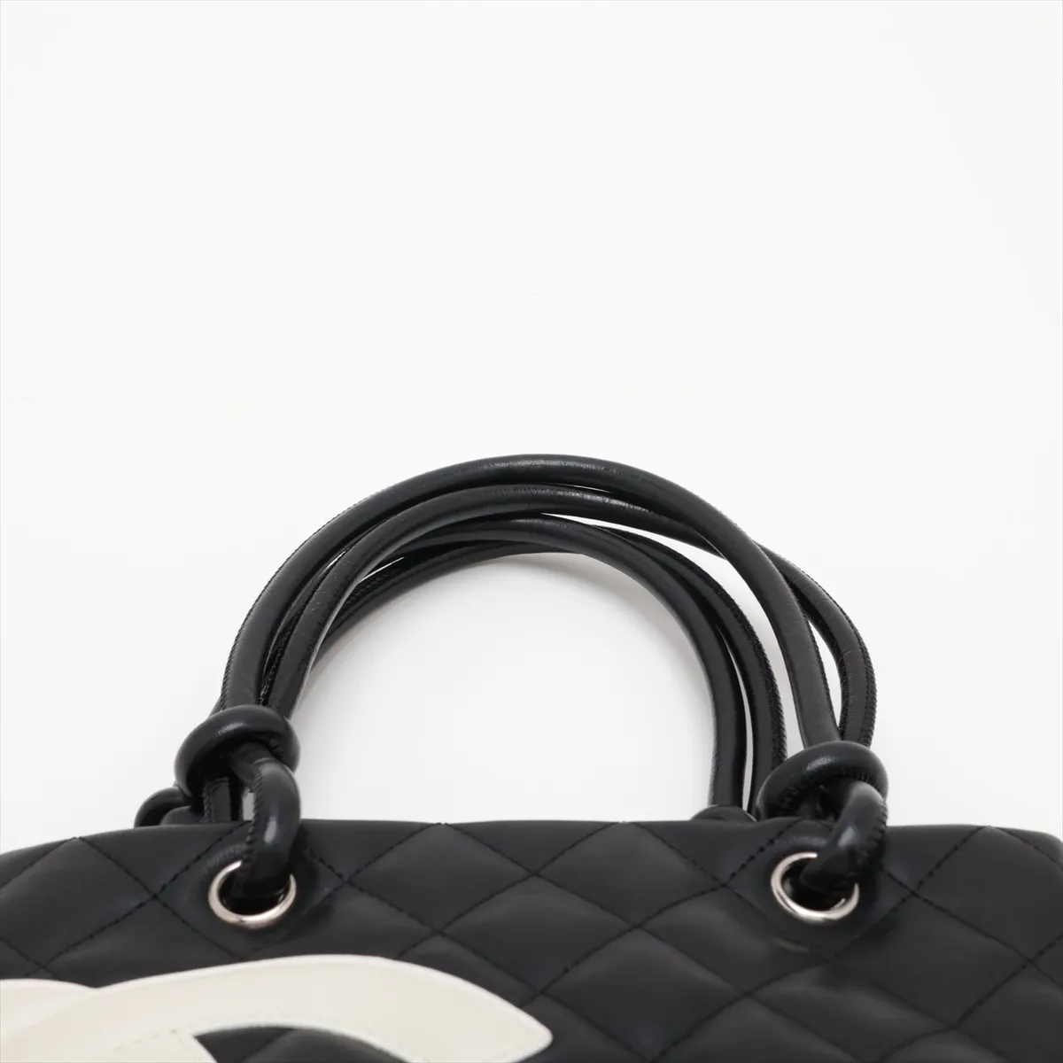 Cambon Line Lambskin Tote Bag, Black, Silver Hardware, 9088885 (Serial Number 9) — view 6