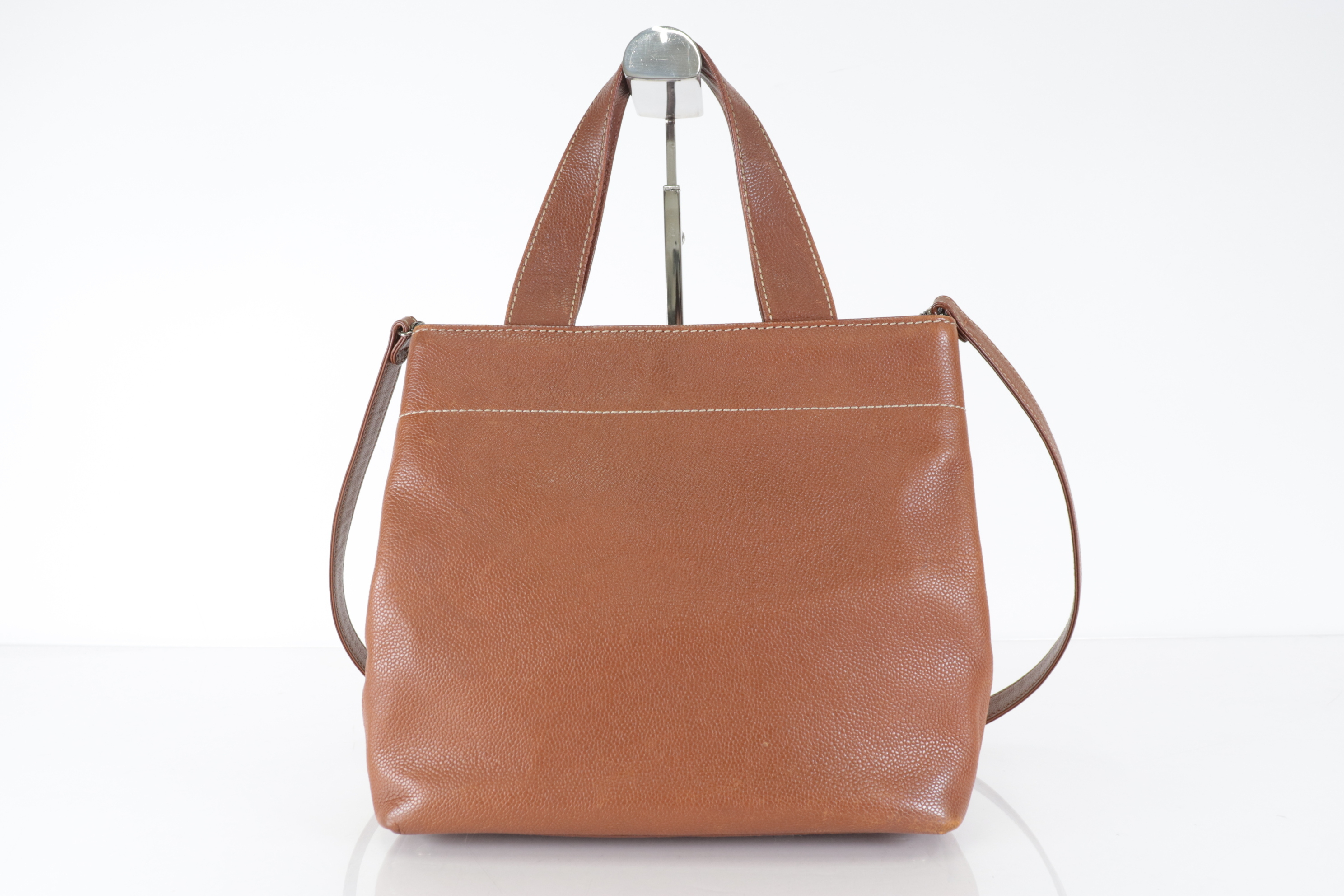 Caviar Leather 2-Way Tote Bag, Brown, Series 7 Tote Bag — view 2