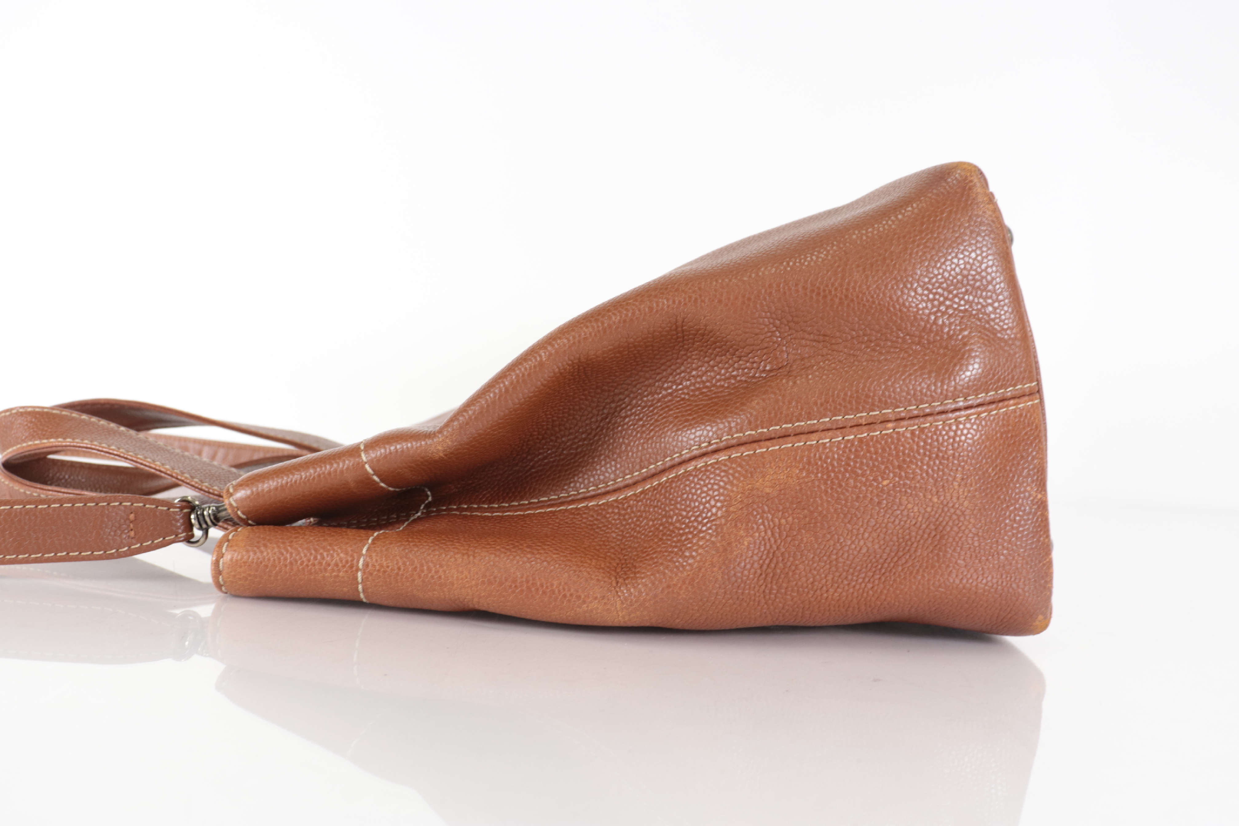 Caviar Leather 2-Way Tote Bag, Brown, Series 7 Tote Bag — view 3