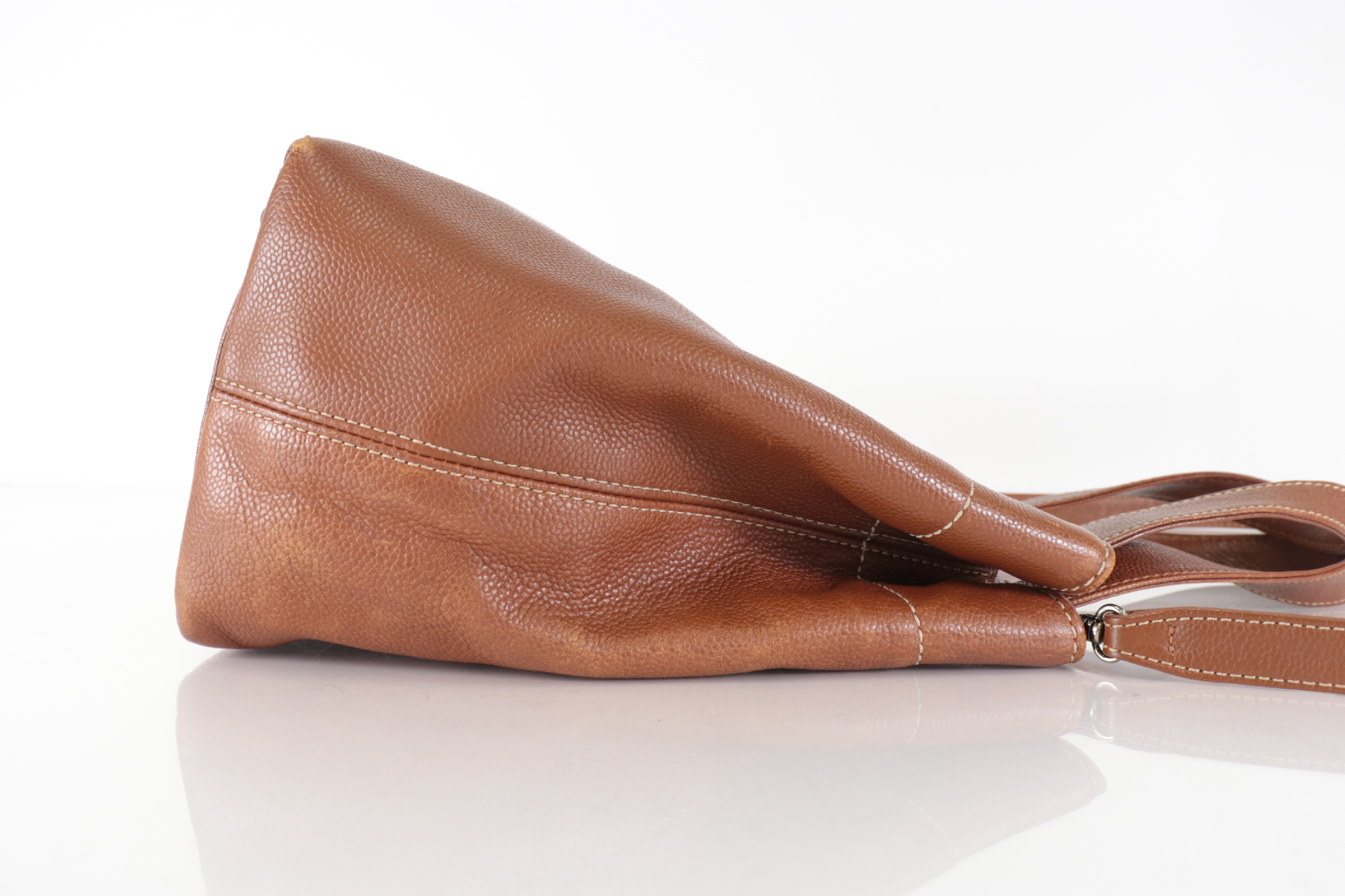 Caviar Leather 2-Way Tote Bag, Brown, Series 7 Tote Bag — view 4