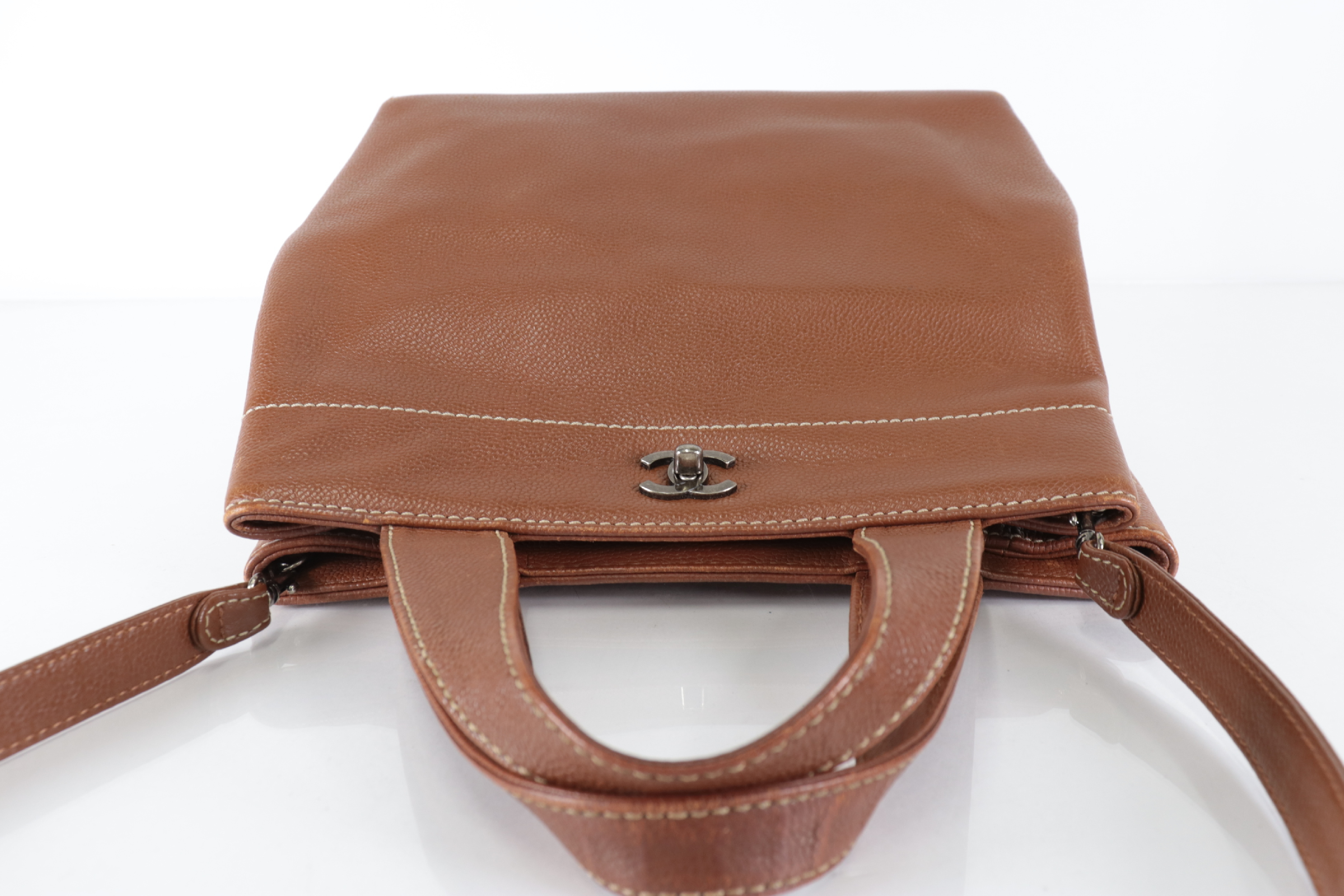 Caviar Leather 2-Way Tote Bag, Brown, Series 7 Tote Bag — view 5