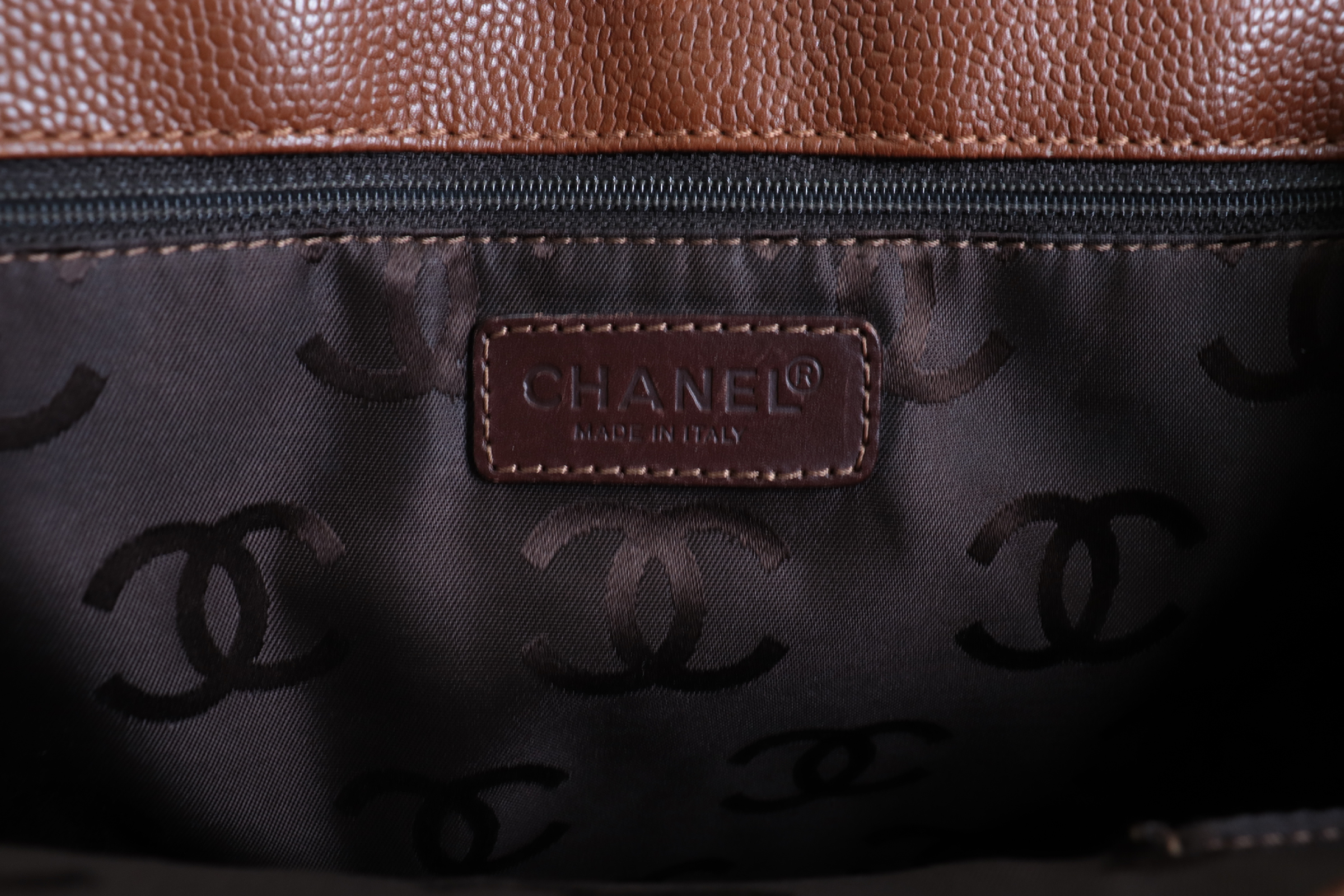 Caviar Leather 2-Way Tote Bag, Brown, Series 7 Tote Bag — view 7