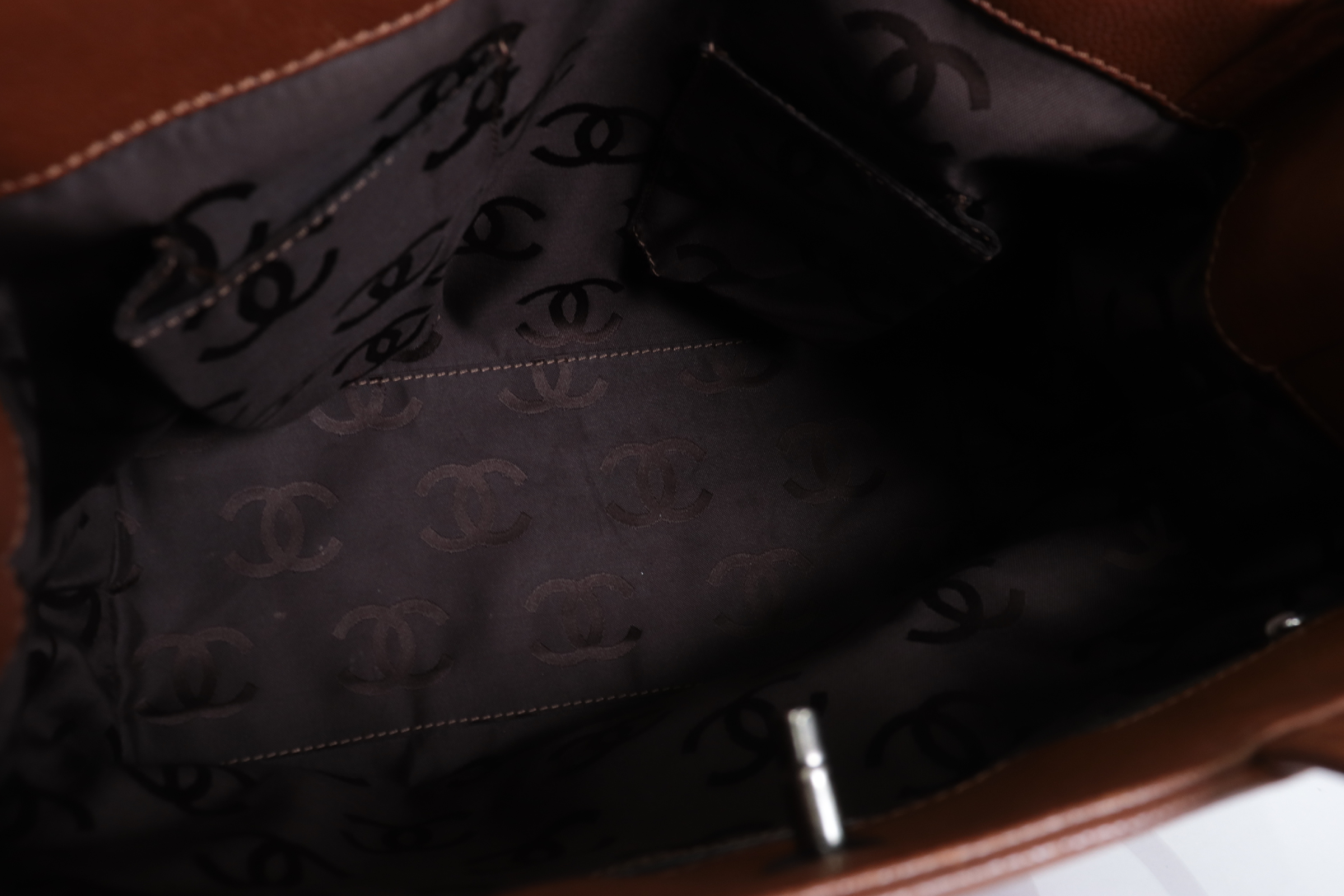 Caviar Leather 2-Way Tote Bag, Brown, Series 7 Tote Bag — view 8