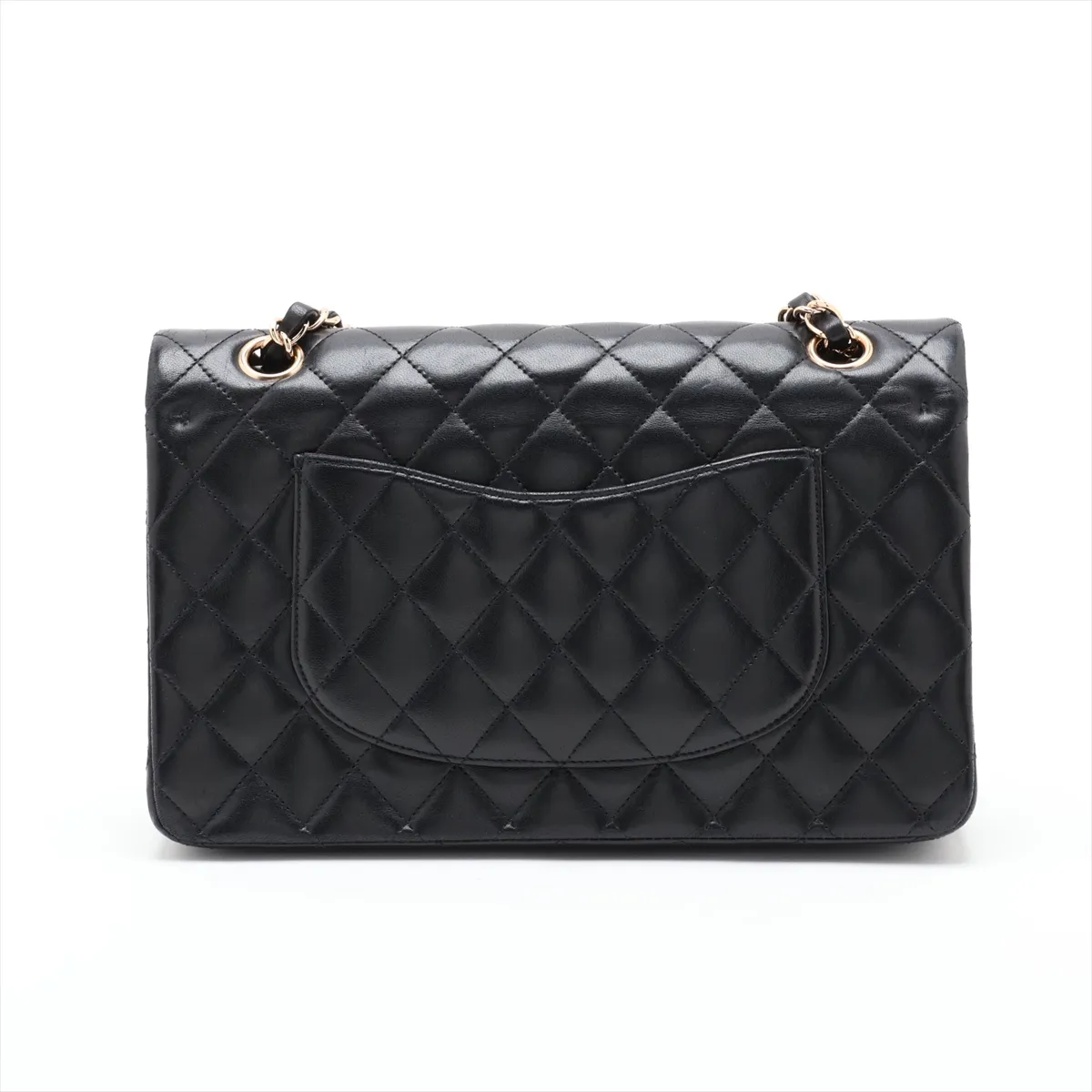 [Individually packaged] Chanel Matelassé 25 Lambskin Double Flap Double Chain Bag, Black with Gold Hardware, 14029464, Series 14, A01112 — view 2