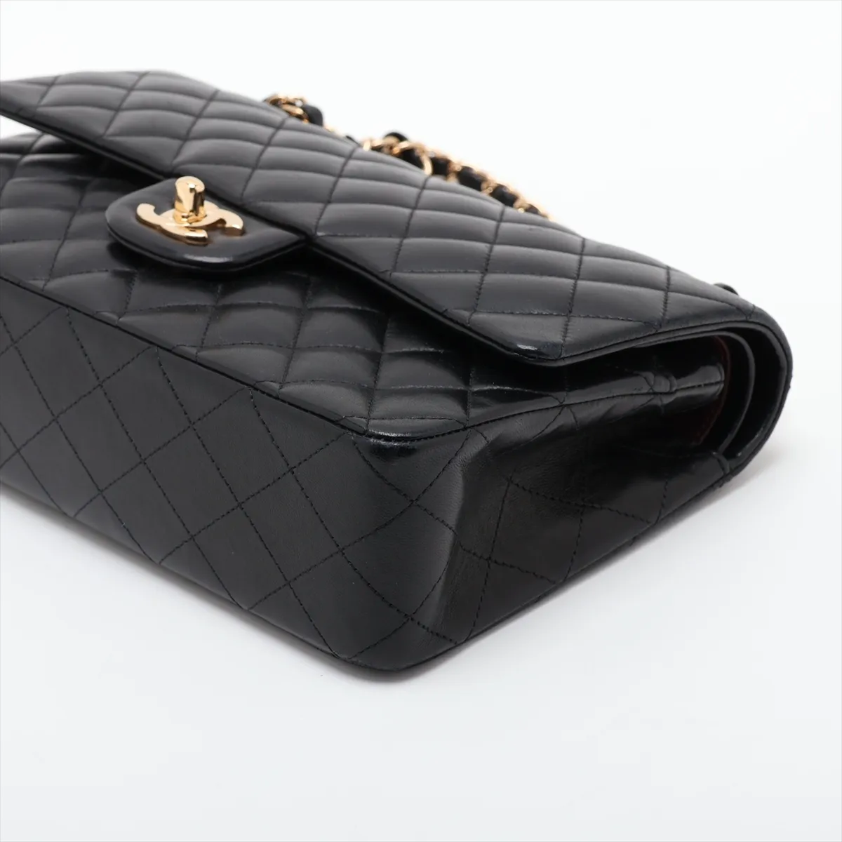 [Individually packaged] Chanel Matelassé 25 Lambskin Double Flap Double Chain Bag, Black with Gold Hardware, 14029464, Series 14, A01112 — view 3
