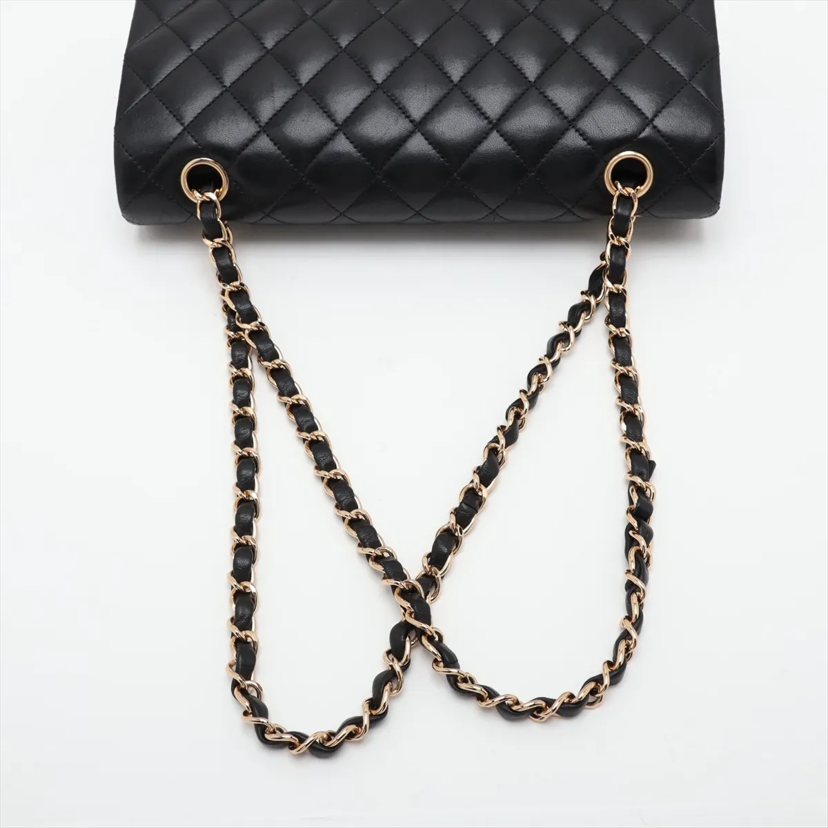 [Individually packaged] Chanel Matelassé 25 Lambskin Double Flap Double Chain Bag, Black with Gold Hardware, 14029464, Series 14, A01112 — view 5