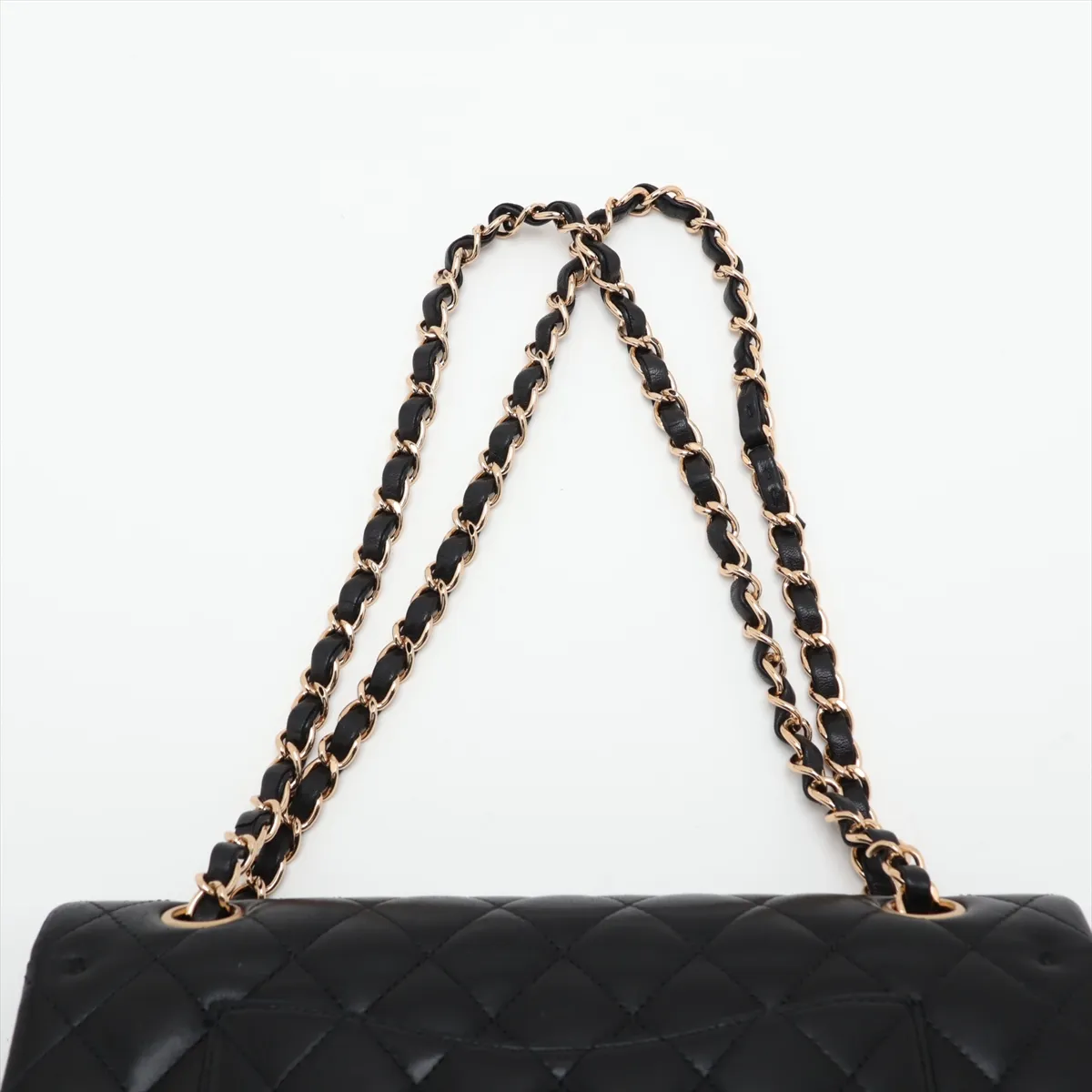 [Individually packaged] Chanel Matelassé 25 Lambskin Double Flap Double Chain Bag, Black with Gold Hardware, 14029464, Series 14, A01112 — view 6