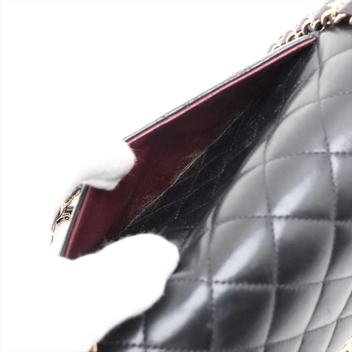 [Individually packaged] Chanel Matelassé 25 Lambskin Double Flap Double Chain Bag, Black with Gold Hardware, 14029464, Series 14, A01112 — view 9