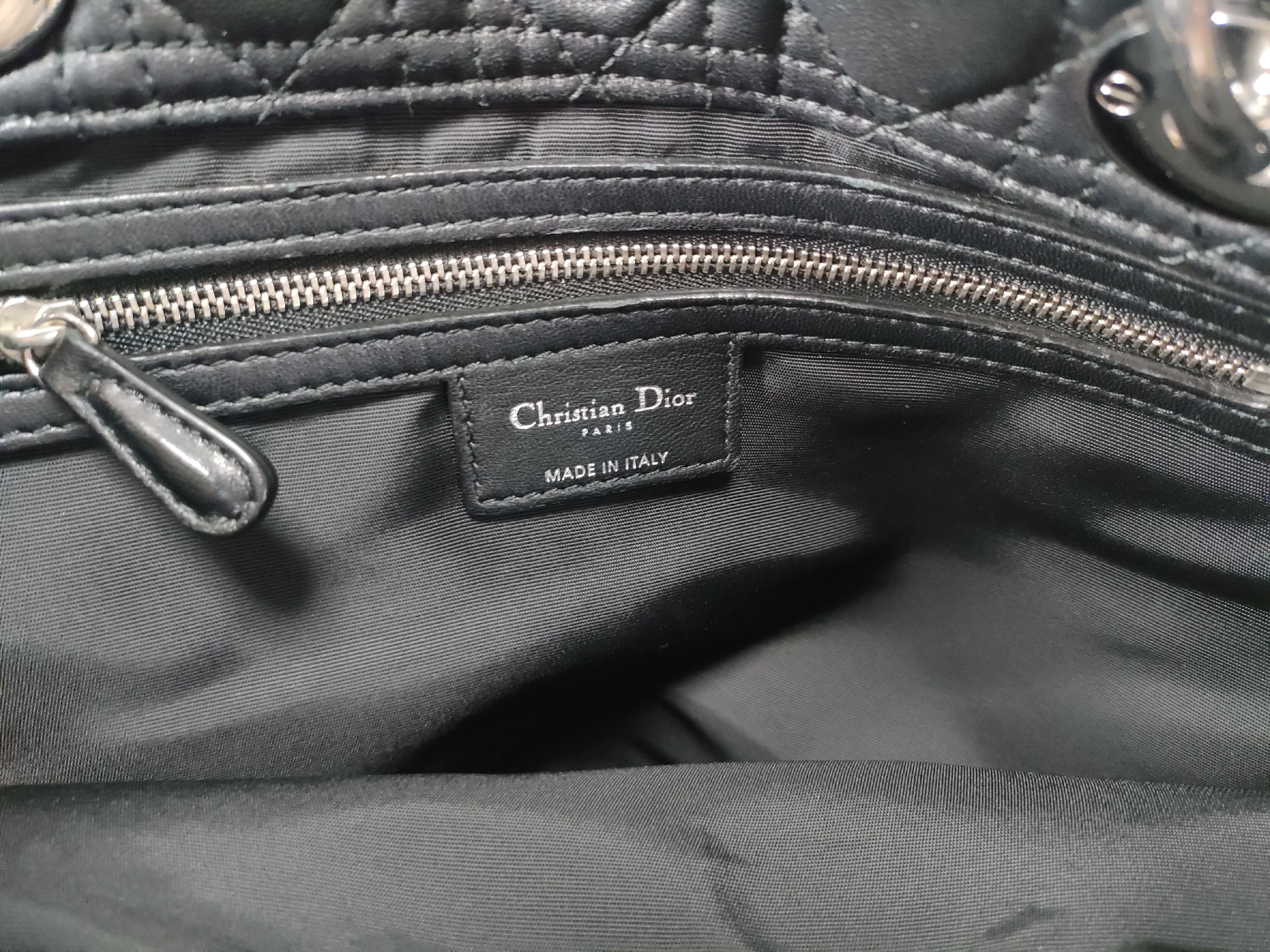 Cannage Leather Chain Tote Bag, Black Tote Bag — view 11