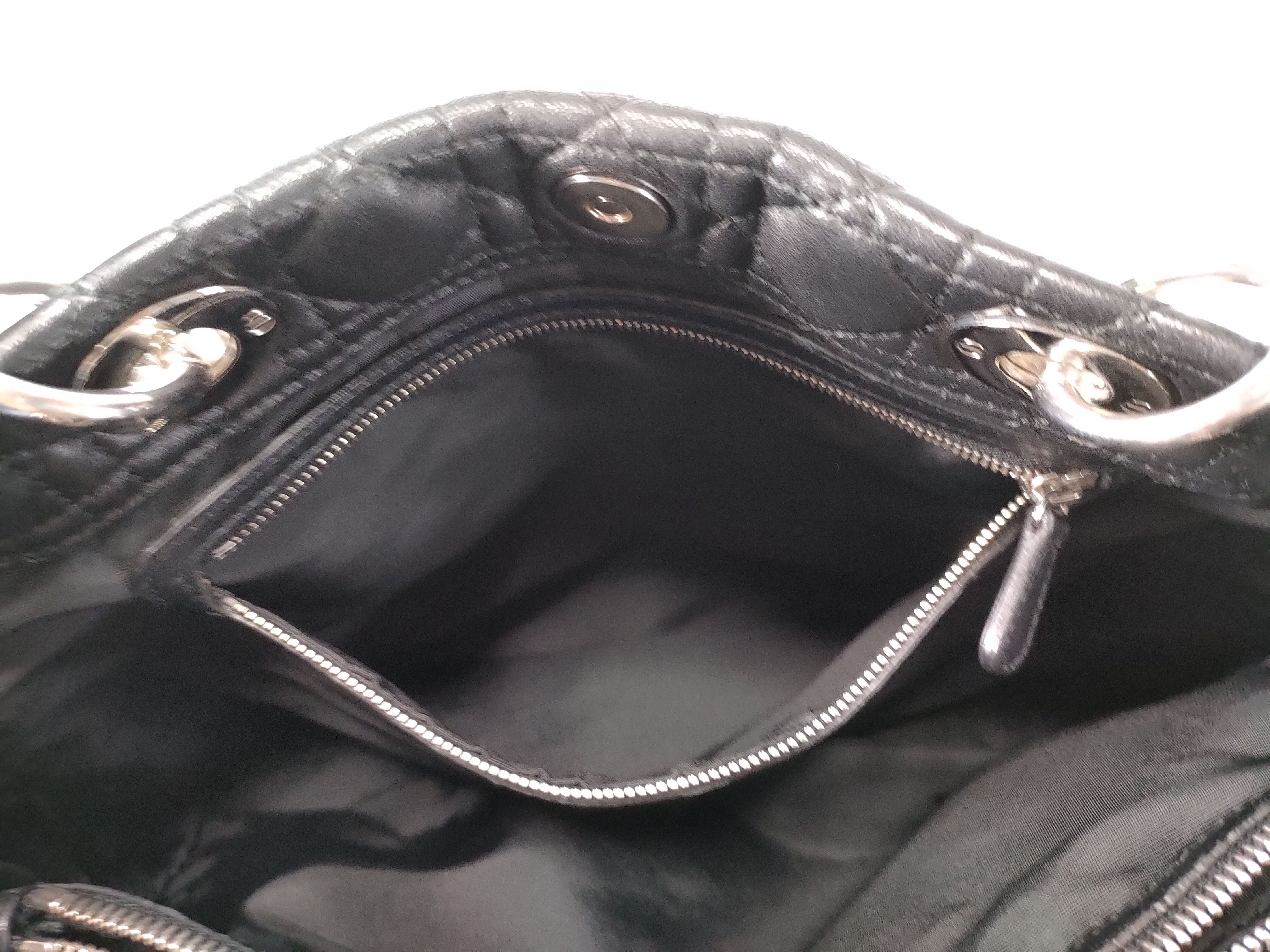 Cannage Leather Chain Tote Bag, Black Tote Bag — view 13
