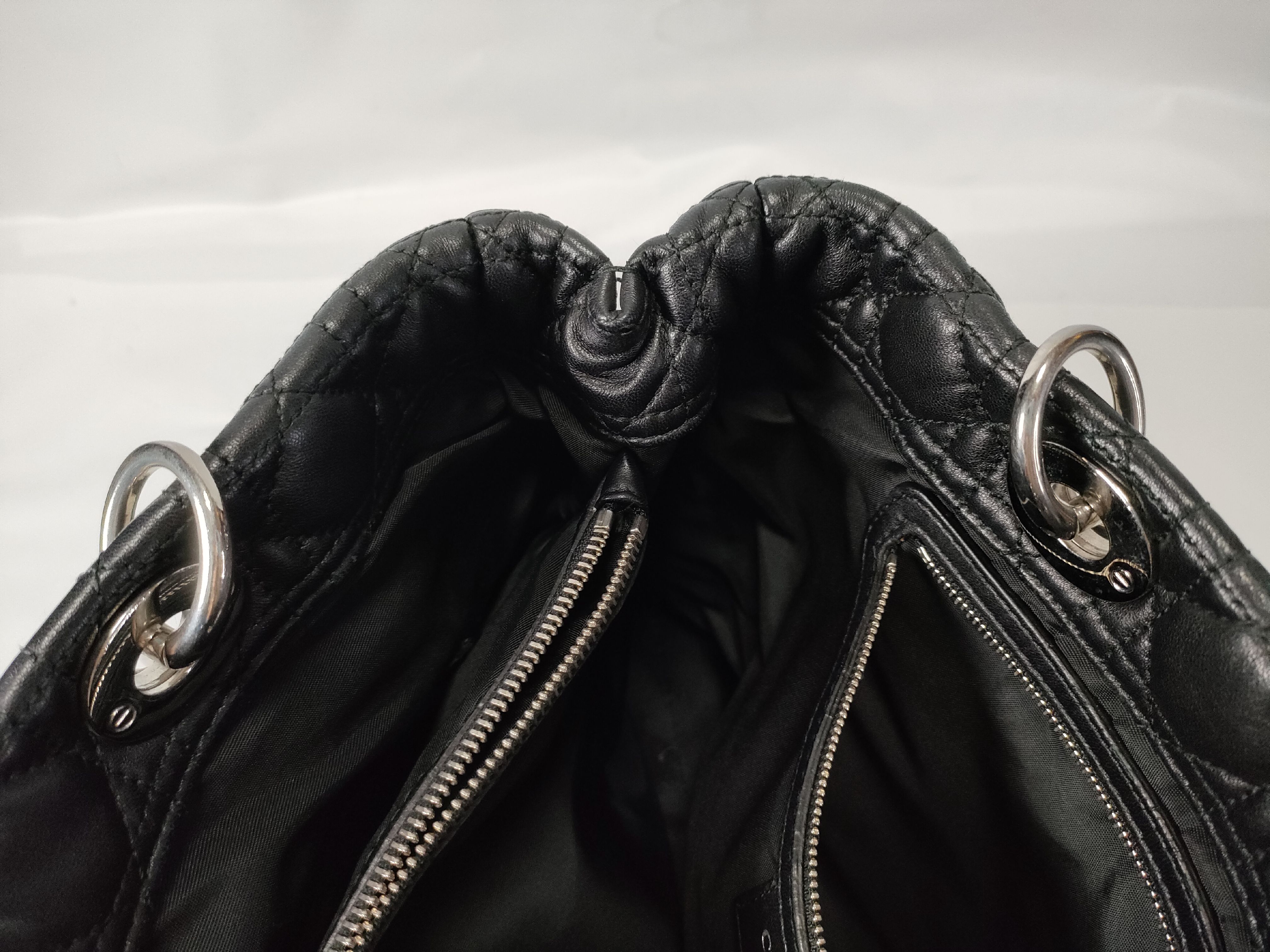 Cannage Leather Chain Tote Bag, Black Tote Bag — view 15