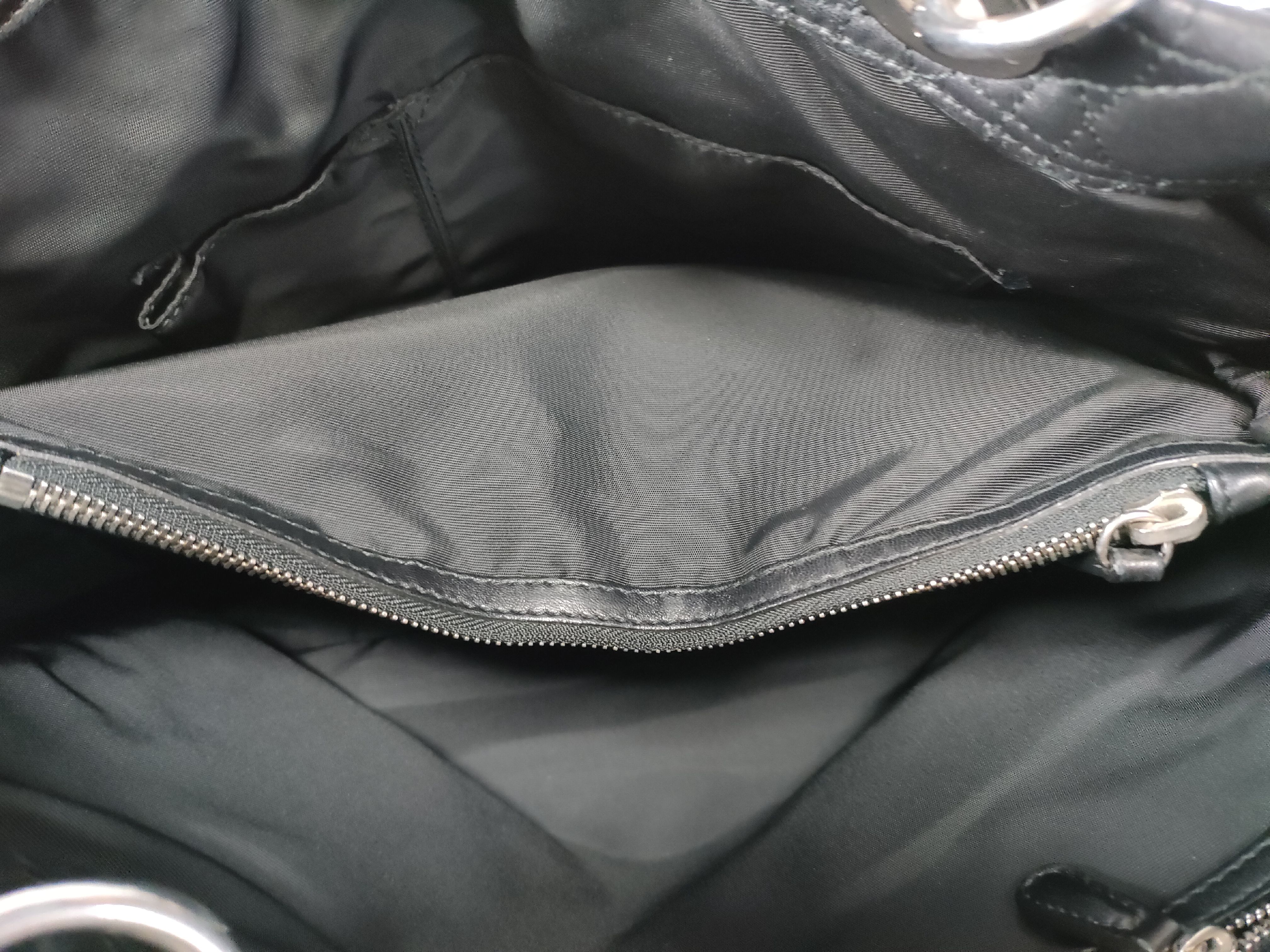 Cannage Leather Chain Tote Bag, Black Tote Bag — view 9
