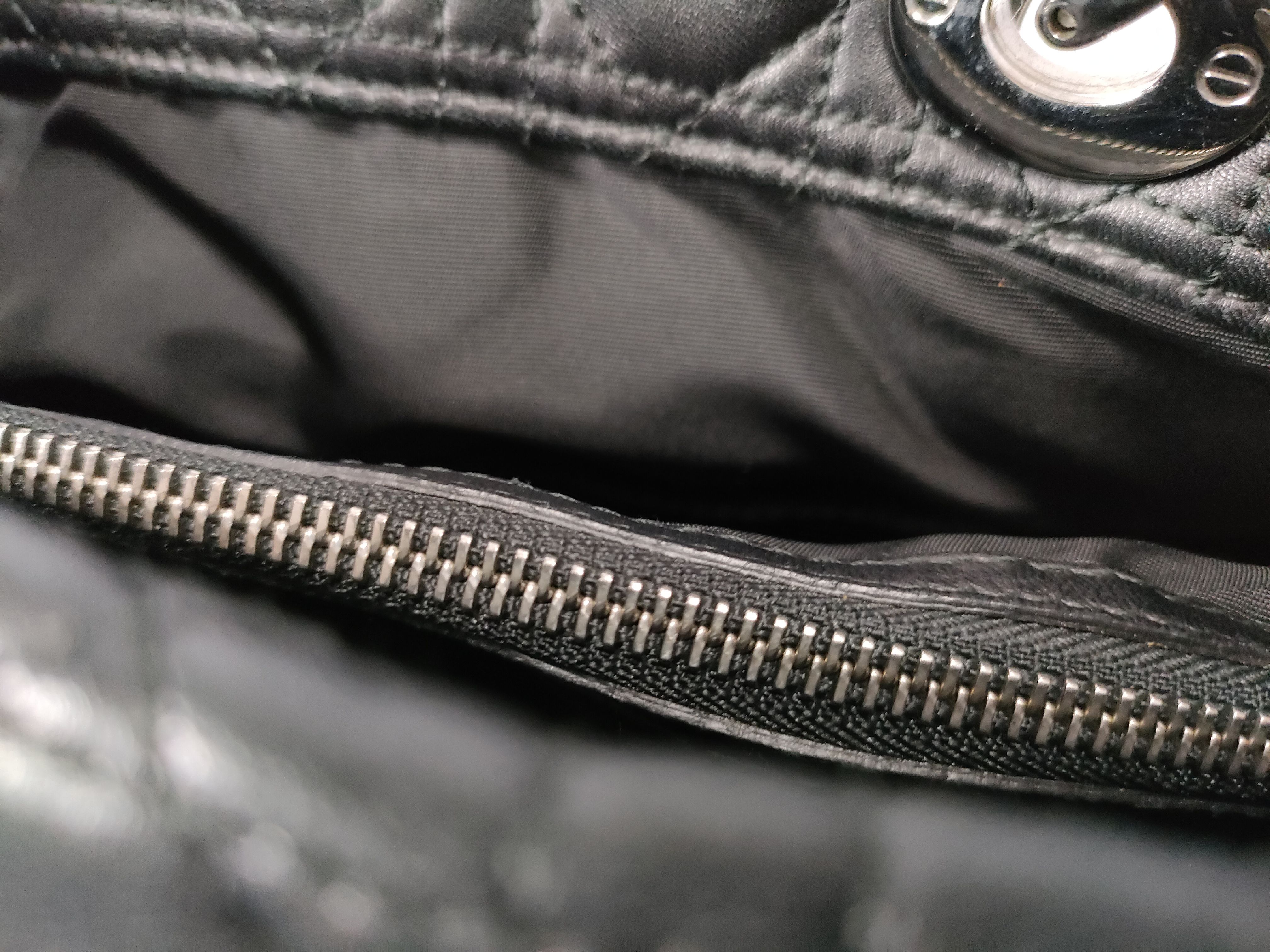 Cannage Leather Chain Tote Bag, Black Tote Bag — view 10