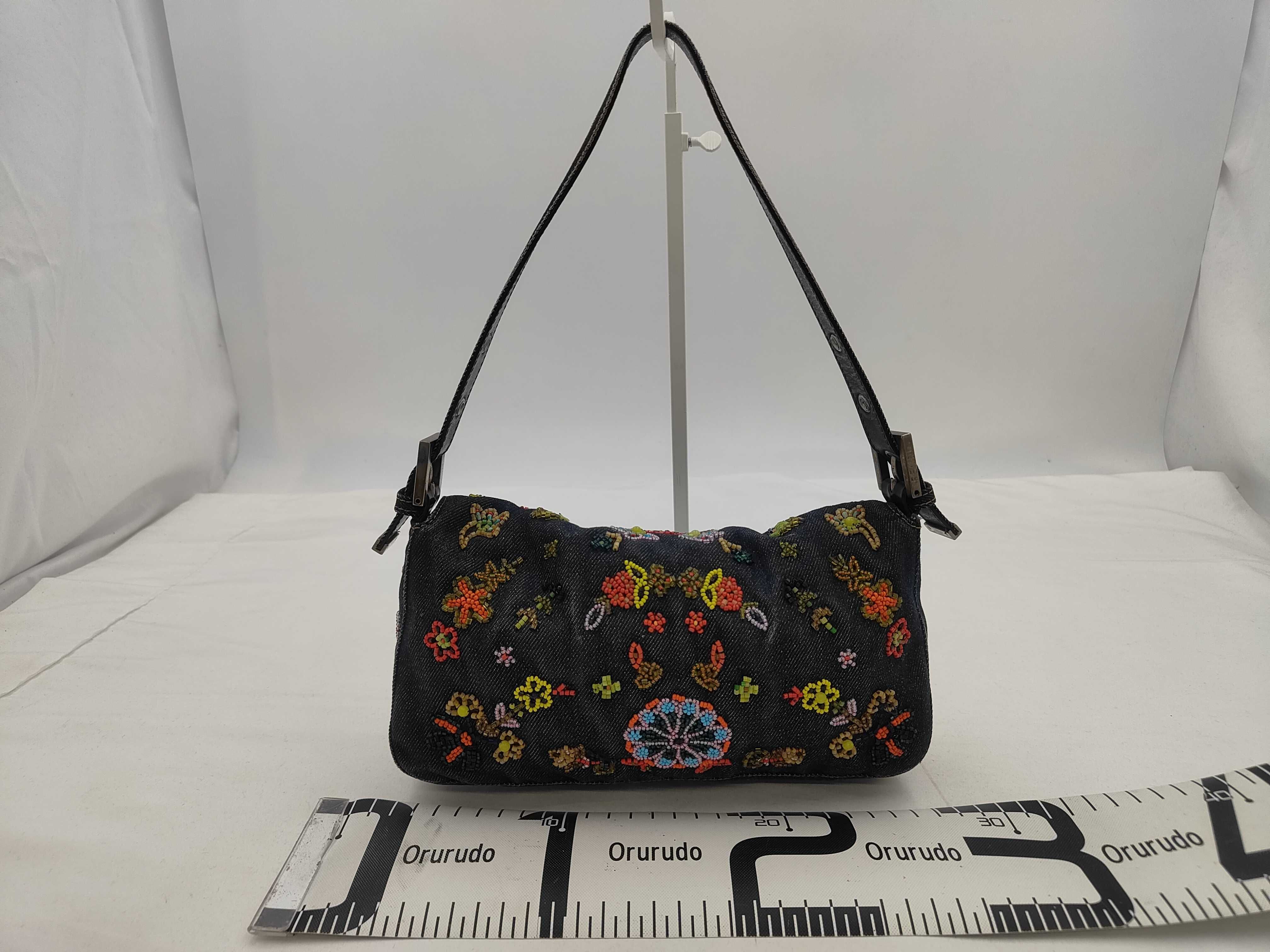 Mamma Bucket Sequin Flower Embroidery Denim Shoulder Bag — view 2