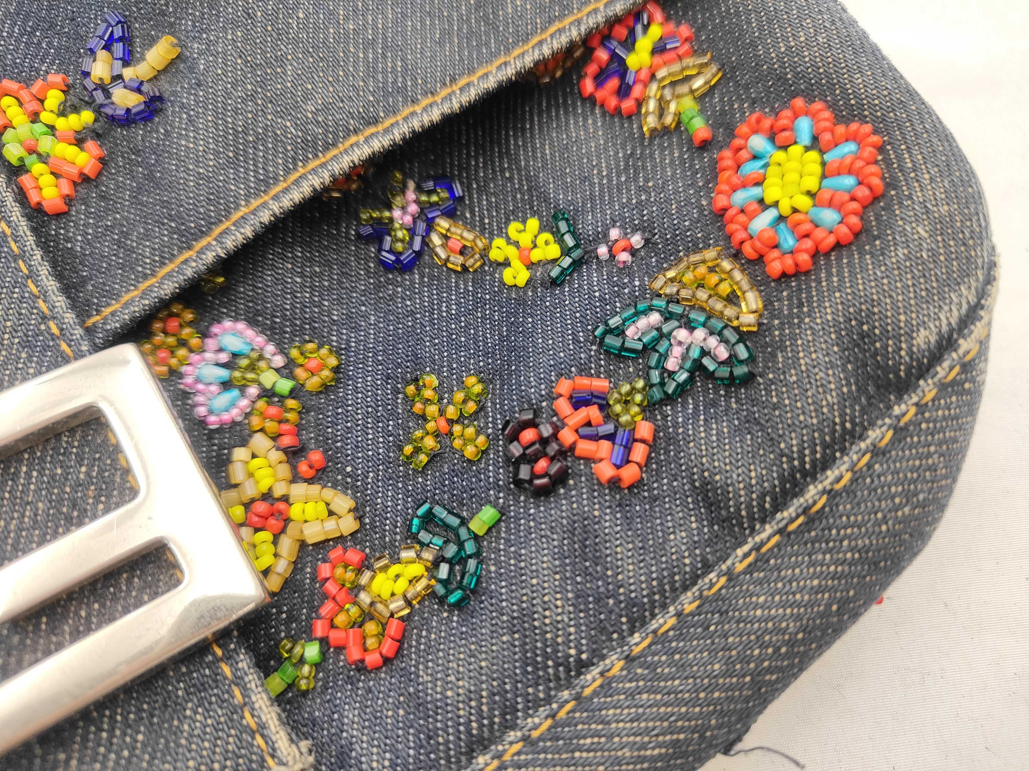 Mamma Bucket Sequin Flower Embroidery Denim Shoulder Bag — view 15