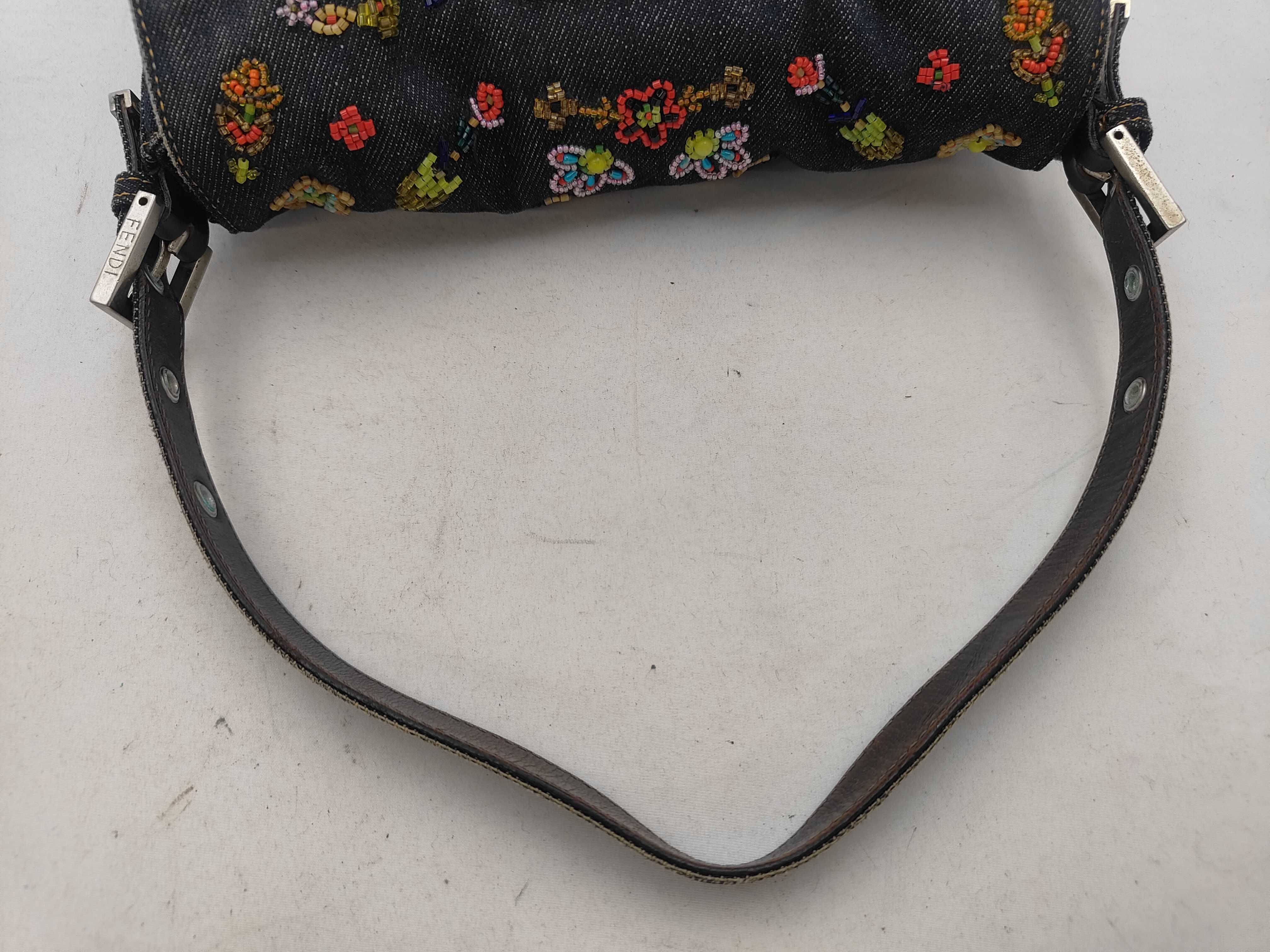 Mamma Bucket Sequin Flower Embroidery Denim Shoulder Bag — view 3