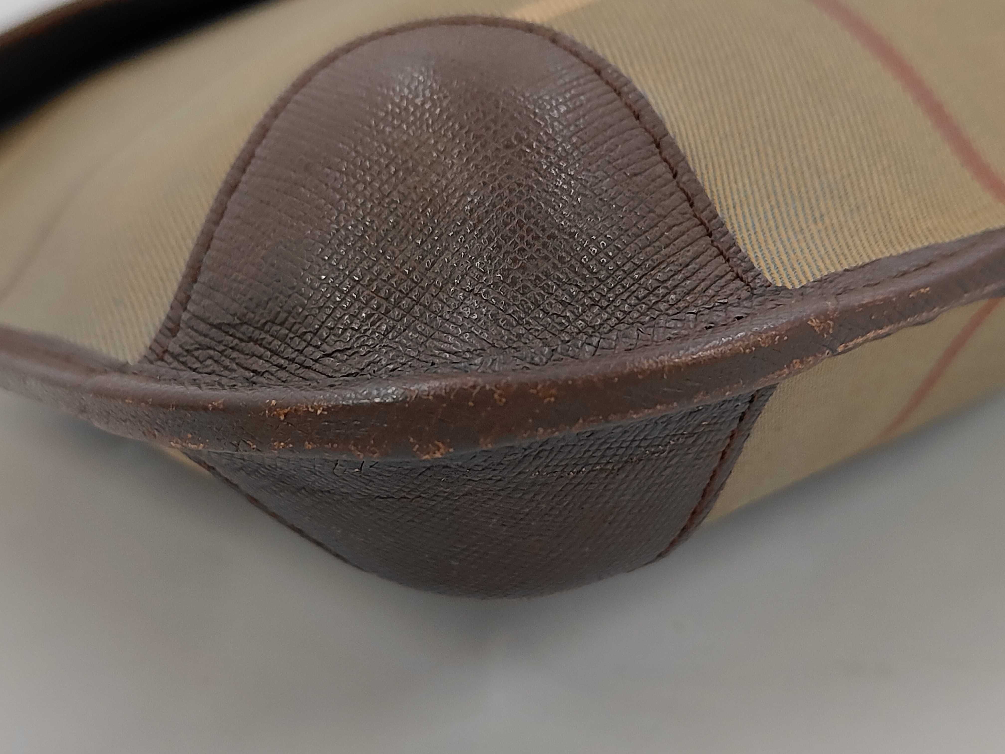 Check Khaki Multicolor Canvas Leather Clutch Bag — view 4