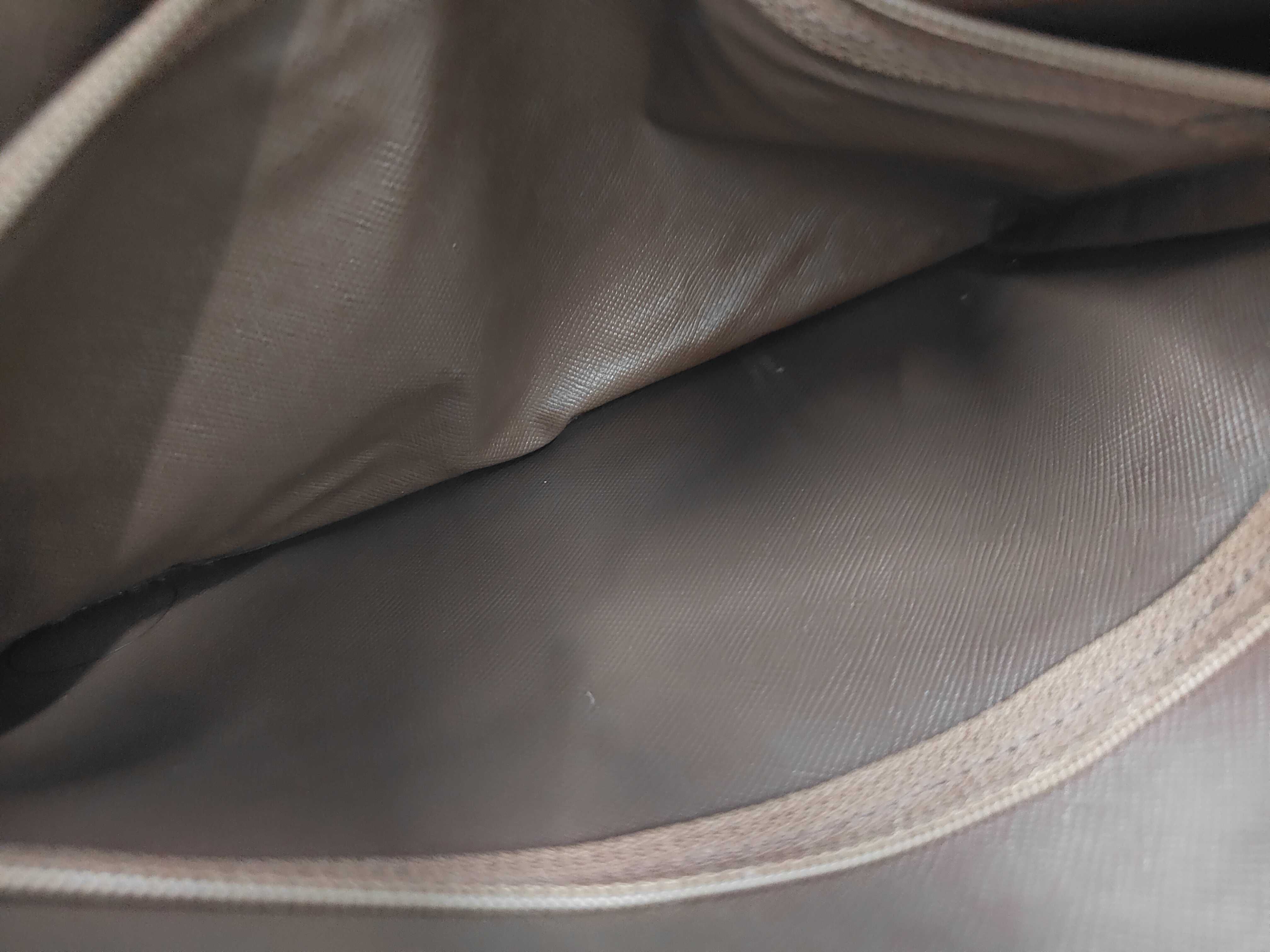 Check Khaki Multicolor Canvas Leather Clutch Bag — view 7