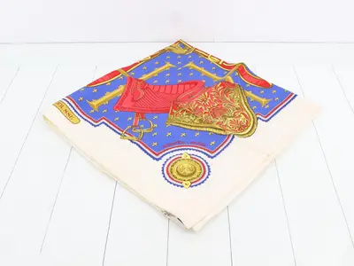 Carre 90 Scarf, SELLES A HOUSE, Blue/Red