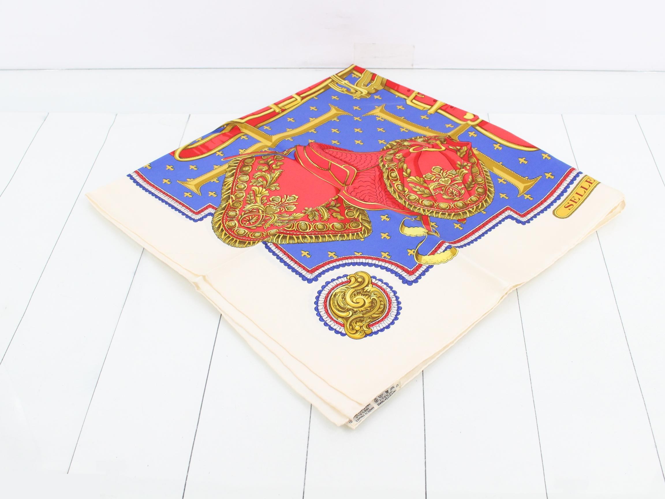 Carre 90 Scarf, SELLES A HOUSE, Blue/Red — view 2