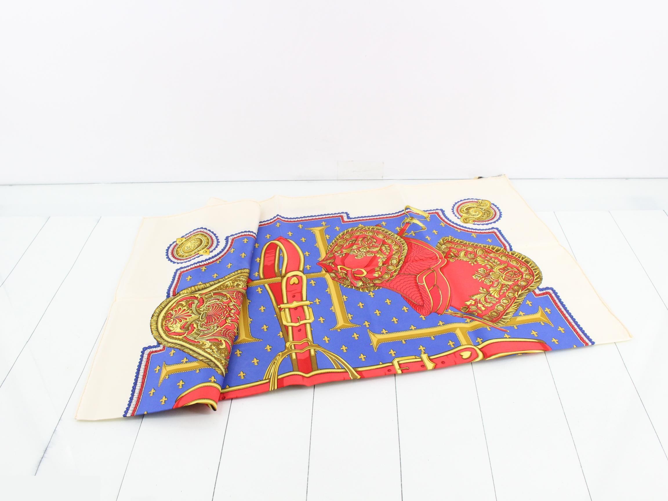 Carre 90 Scarf, SELLES A HOUSE, Blue/Red — view 3