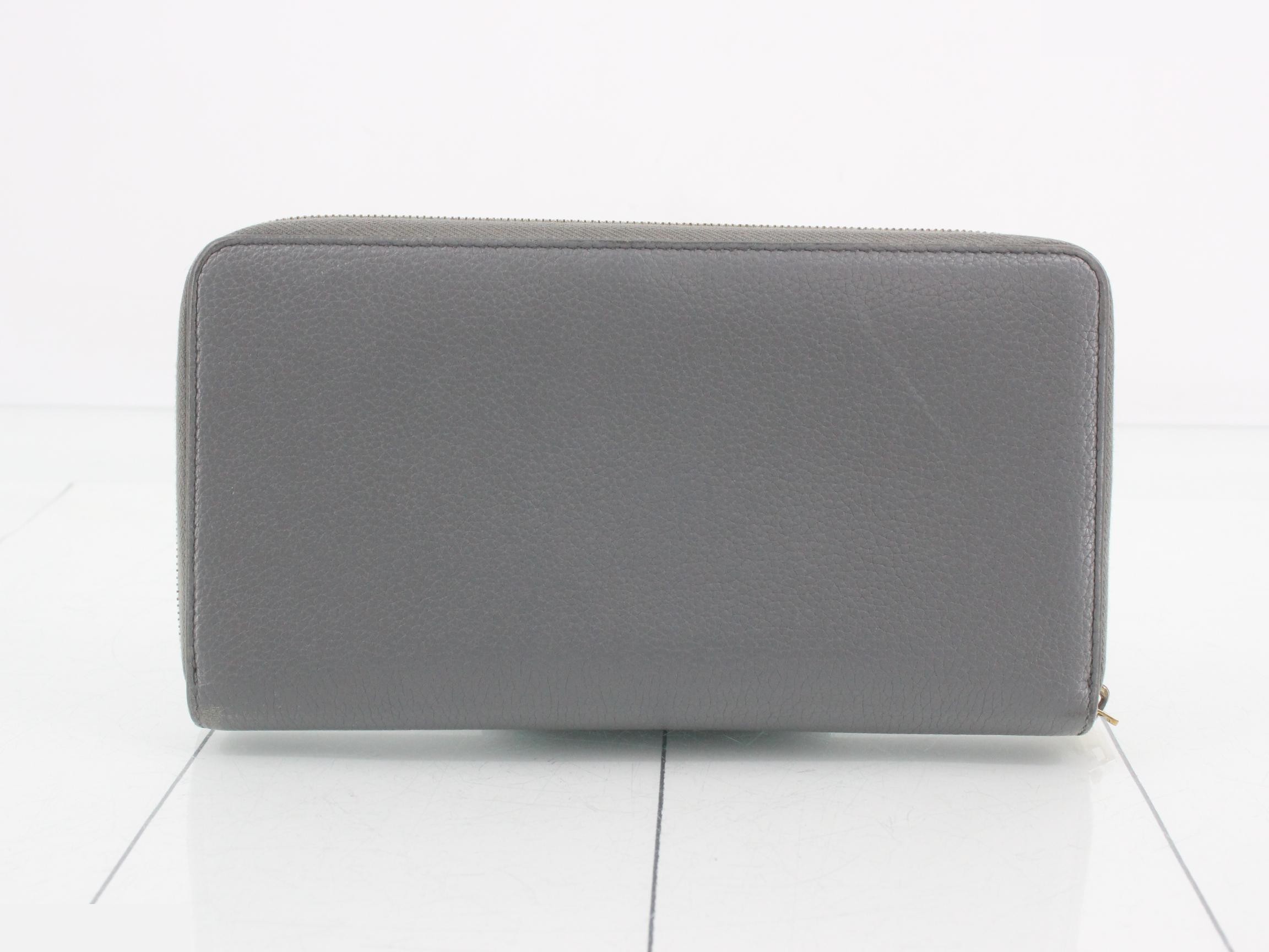 Leather round zipper long wallet — view 2