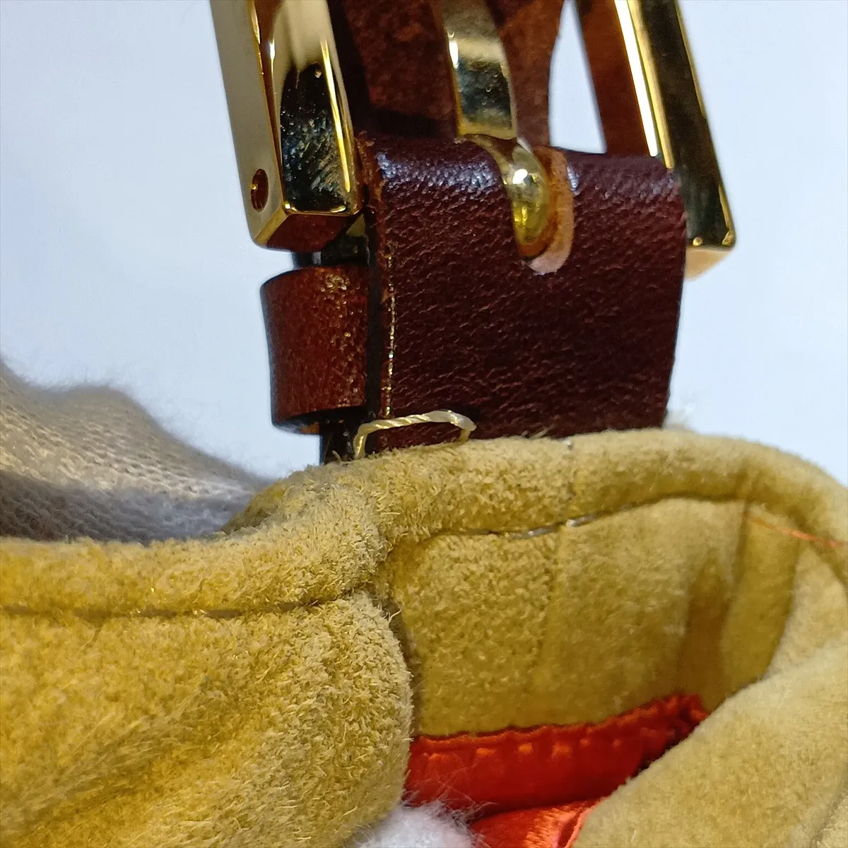 Mamma Bucket 26424 Suede x Beads x Calf Hair Shoulder Bag Beige x Brown — view 12