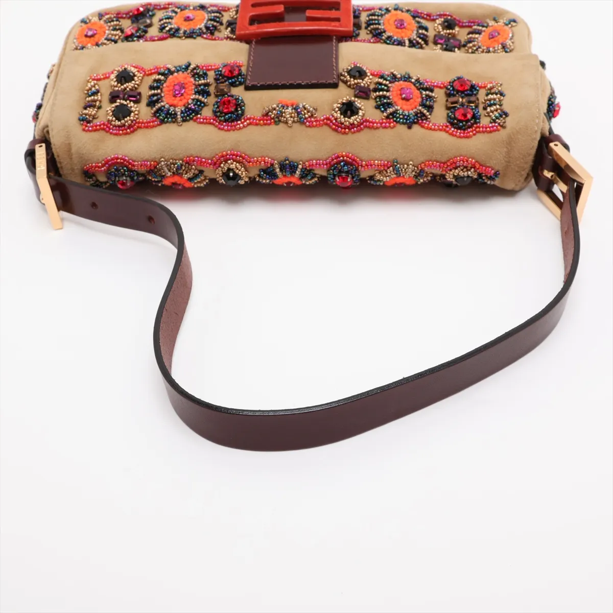 Mamma Bucket 26424 Suede x Beads x Calf Hair Shoulder Bag Beige x Brown — view 5