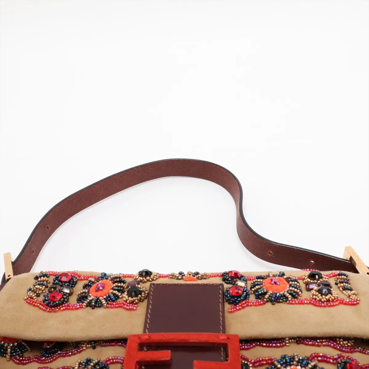Mamma Bucket 26424 Suede x Beads x Calf Hair Shoulder Bag Beige x Brown — view 6