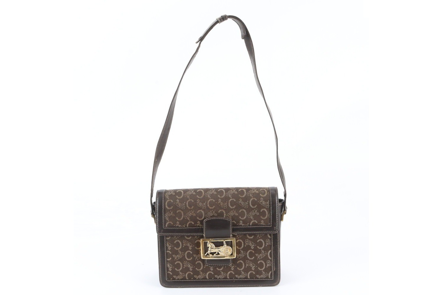Sulky Carriage Hardware Leather Canvas 2-Way Shoulder Bag — view 4